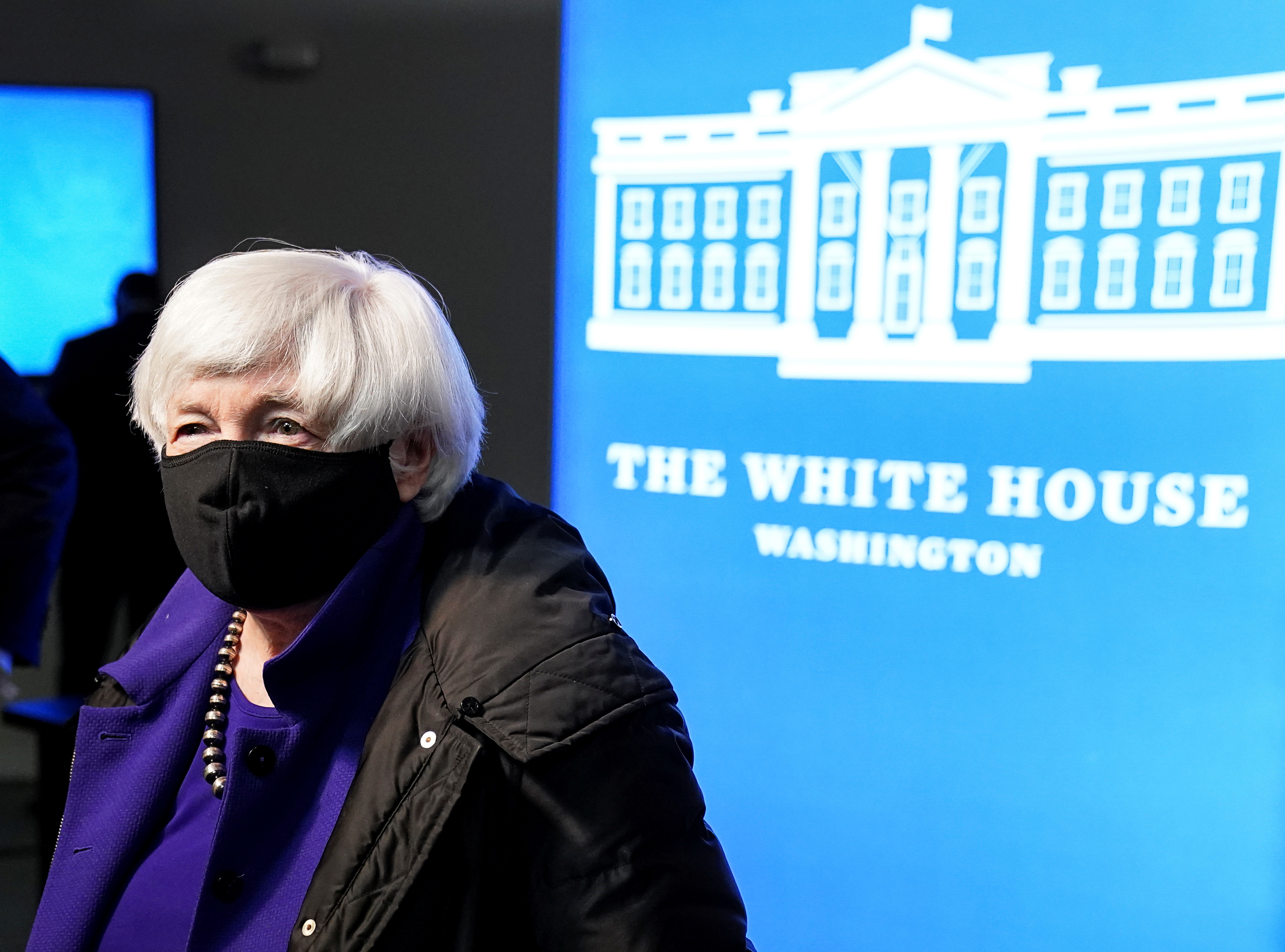 U.S. Treasury Secretary Janet Yellen attends the announcement of Federal Reserve Chair Jerome Powell's nomination to a second four-year term in the Eisenhower Executive Office Building?s South Court Auditorium at the White House in Washington, U.S., November 22, 2021. REUTERS/Kevin Lamarque