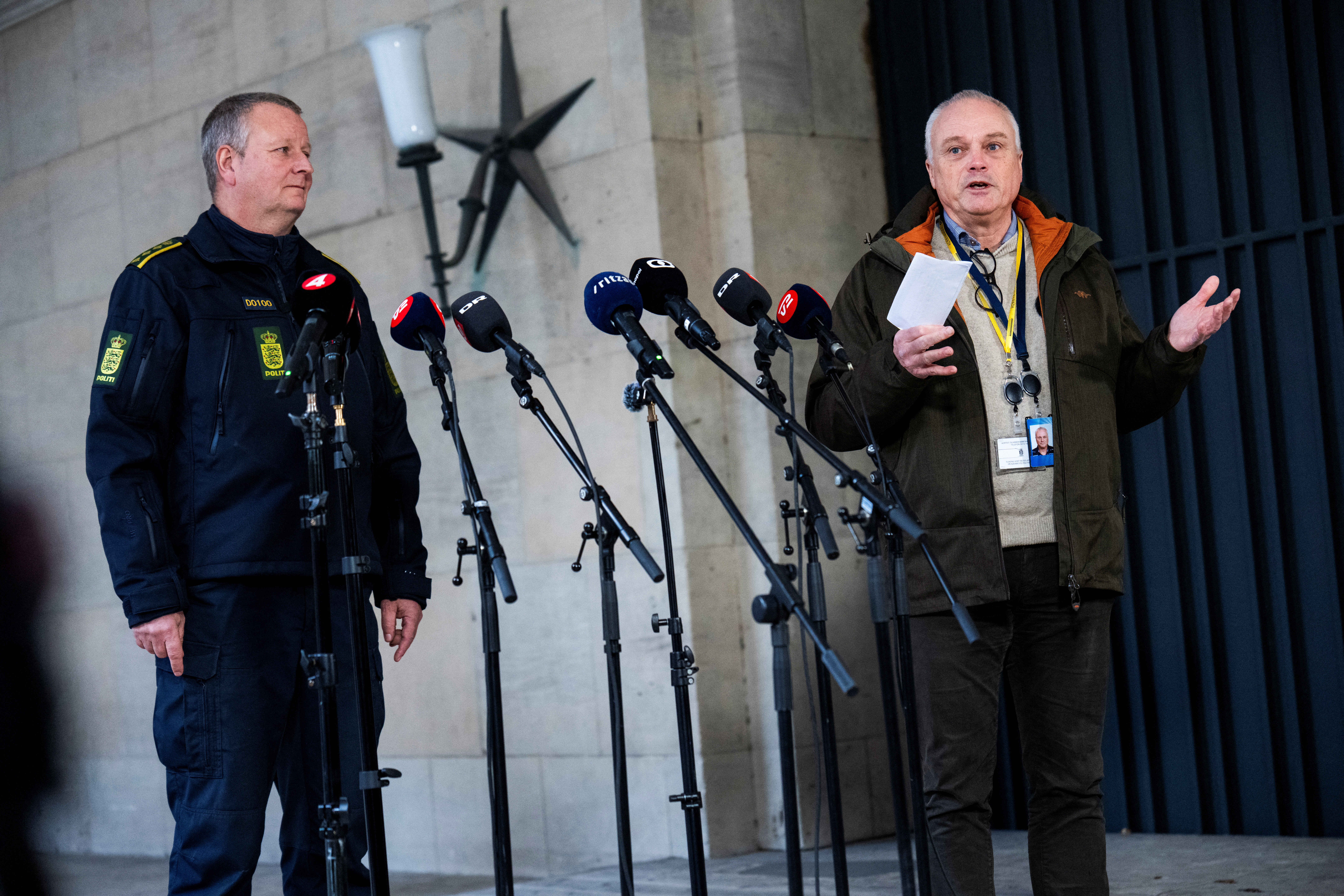 Copenhagen Police and PET hold a press briefing on coordinated police action, in Copenhagen
