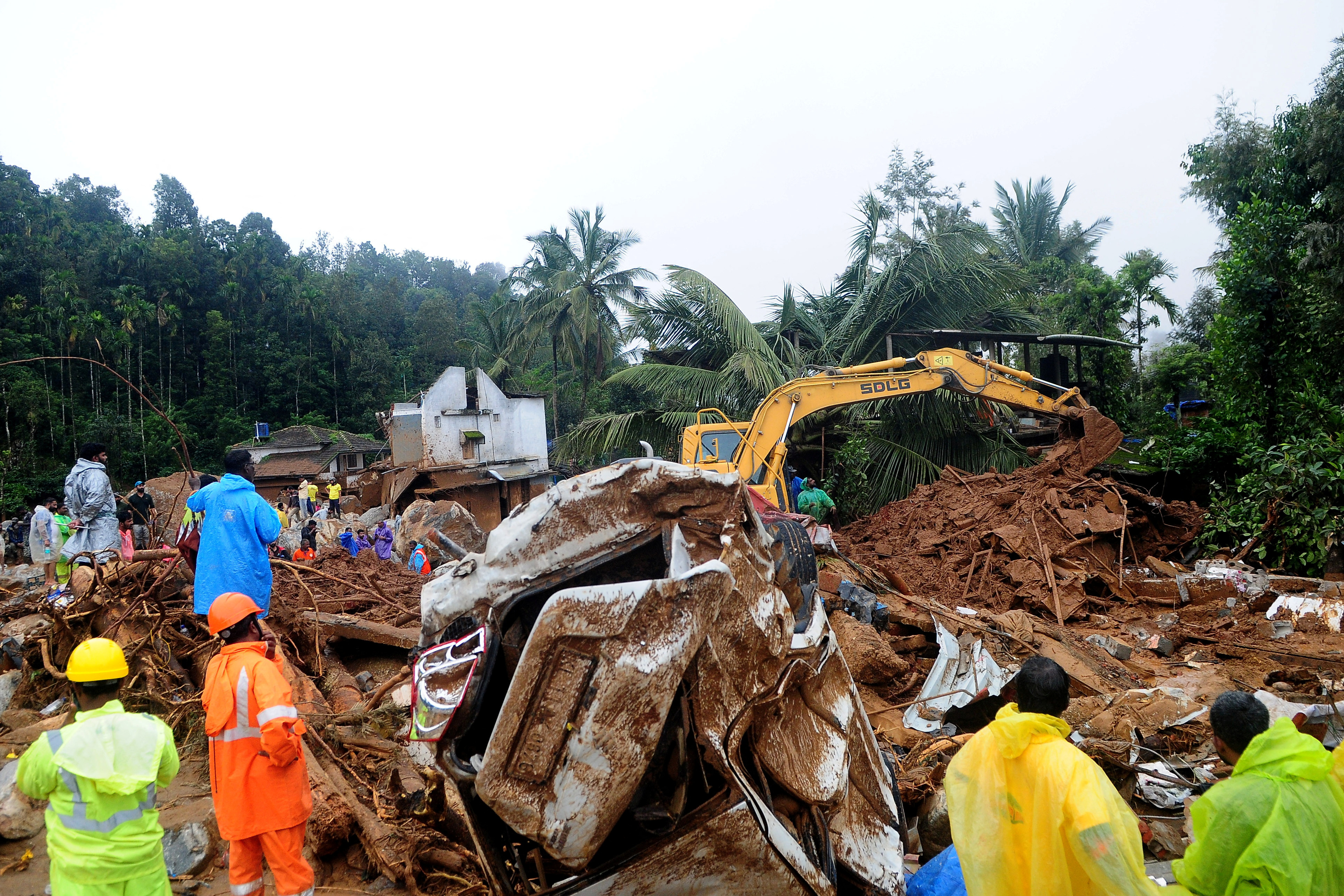 Landslides in the hills in Wayanad