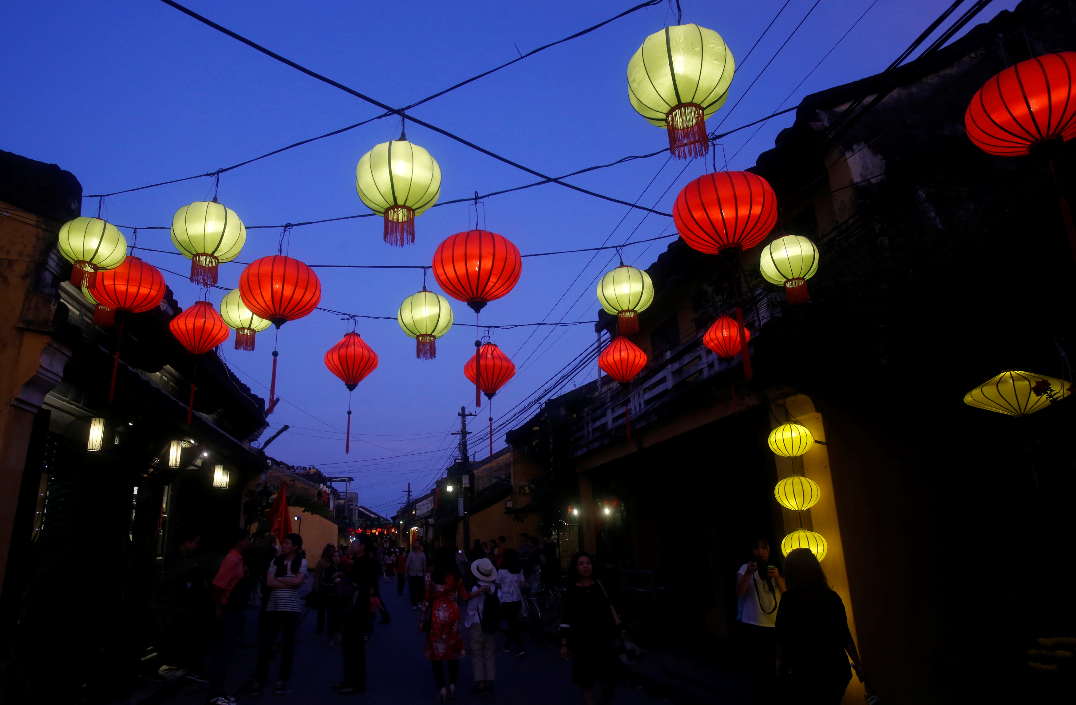Tourists visit heritage town of Hoi An during Vietnamese lunar new year celebrations
