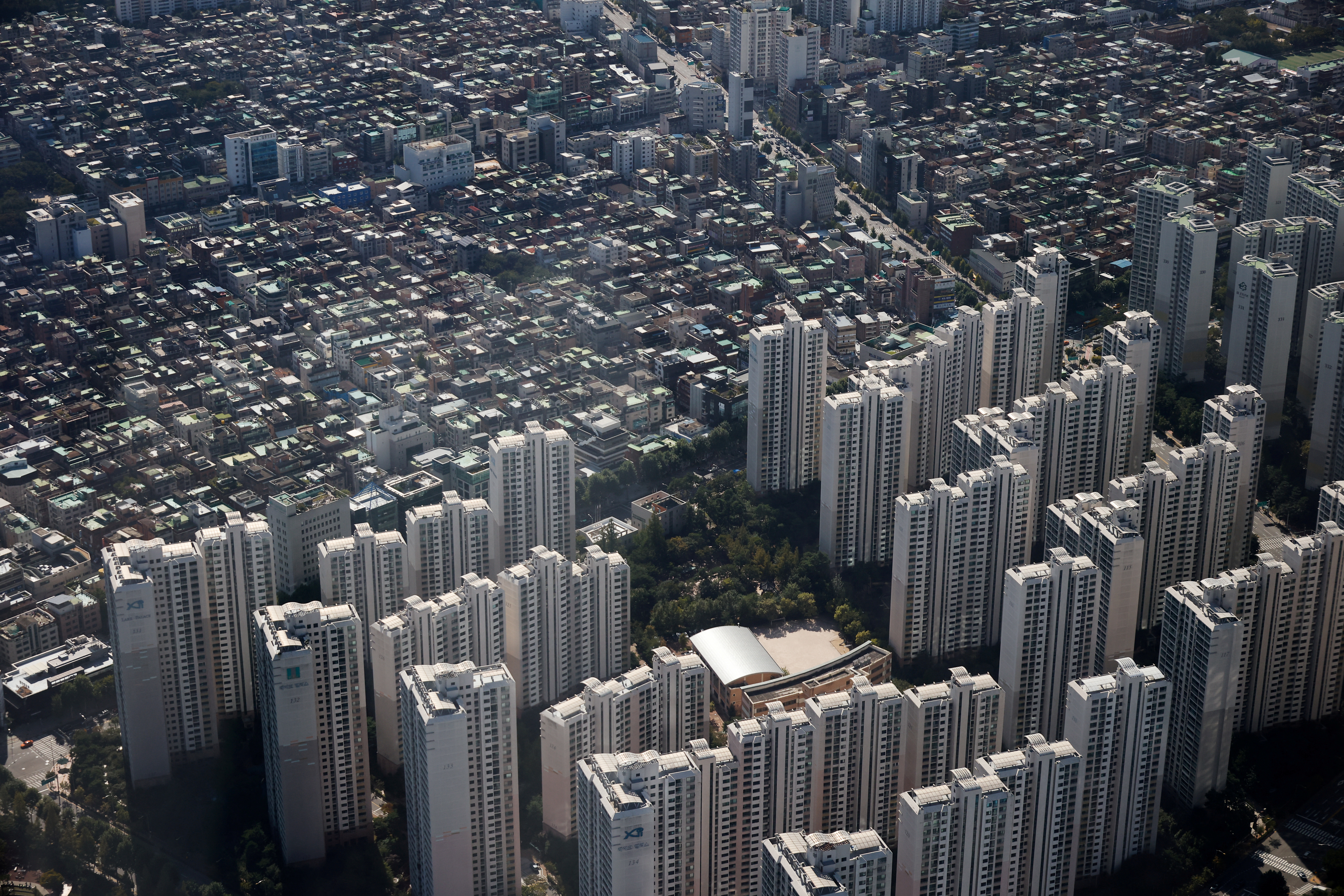 apartment complexes and residential area in Seoul
