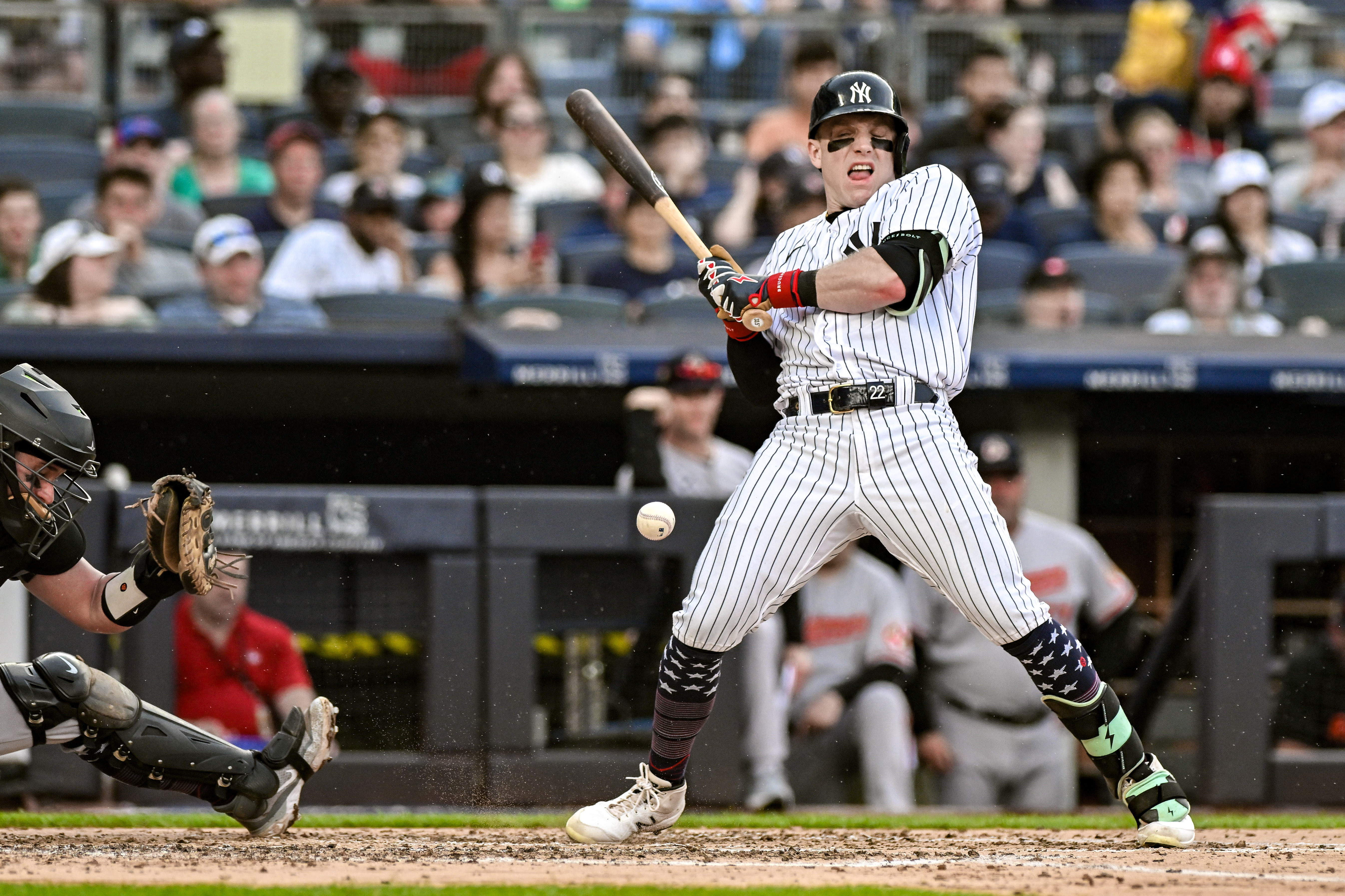 New York City, United States. 01st Oct, 2022. New York Yankees Giancarlo  Stanton runs the bases after hitting a solo home run to give the Yankees a  3-0 lead over the Baltimore