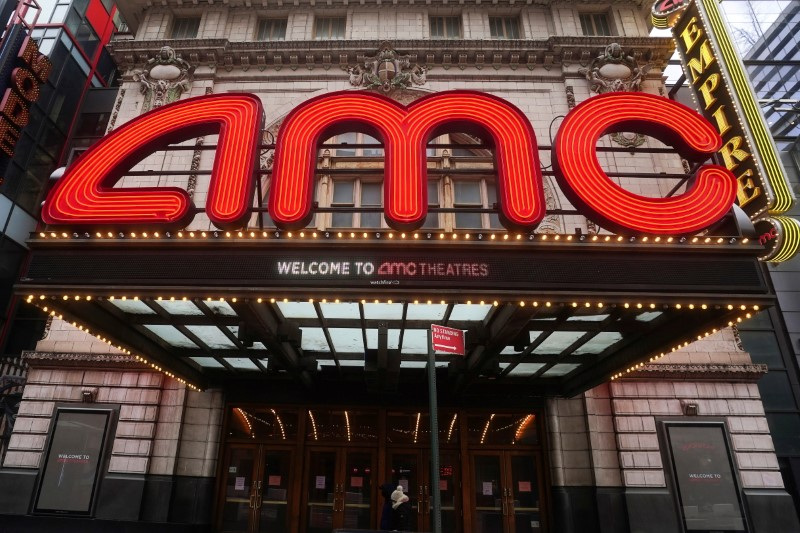 An AMC theatre is pictured in New York