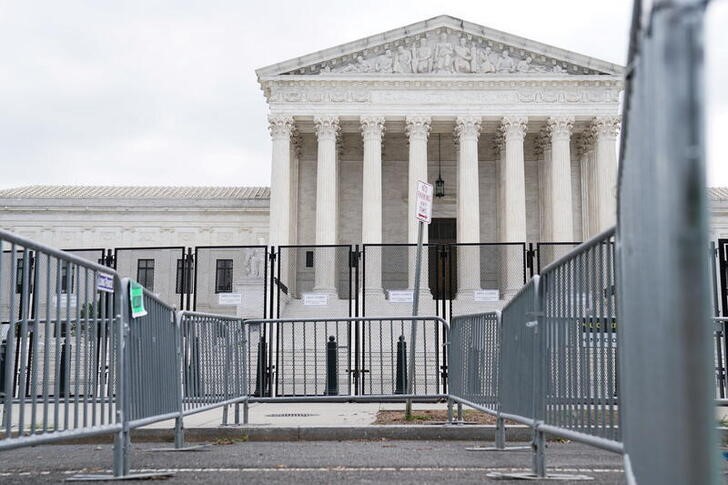 Security Fencing Outside U.S. Supreme Court in Washington