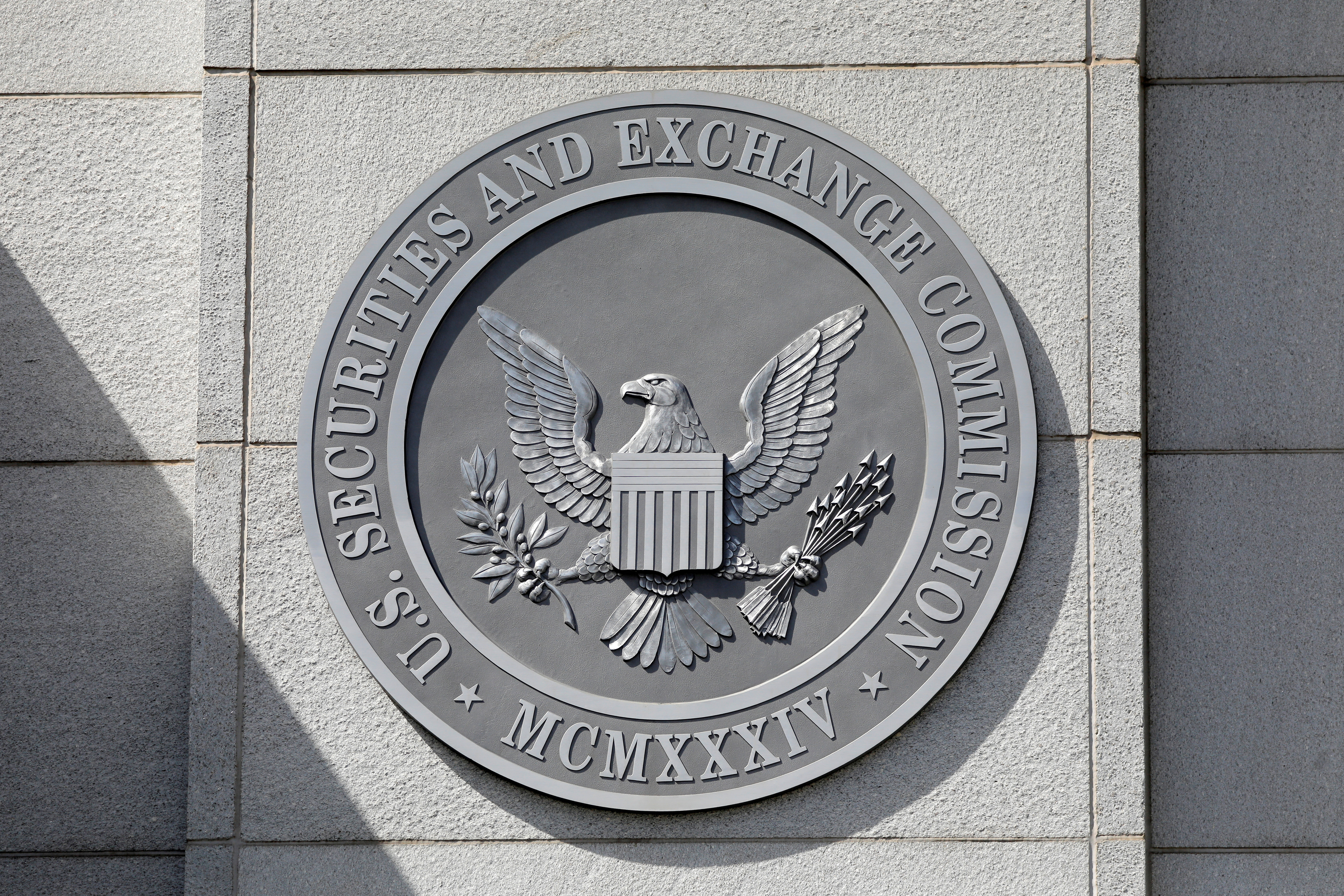The seal of the U.S. Securities and Exchange Commission is seen at its headquarters in Washington, D.C.