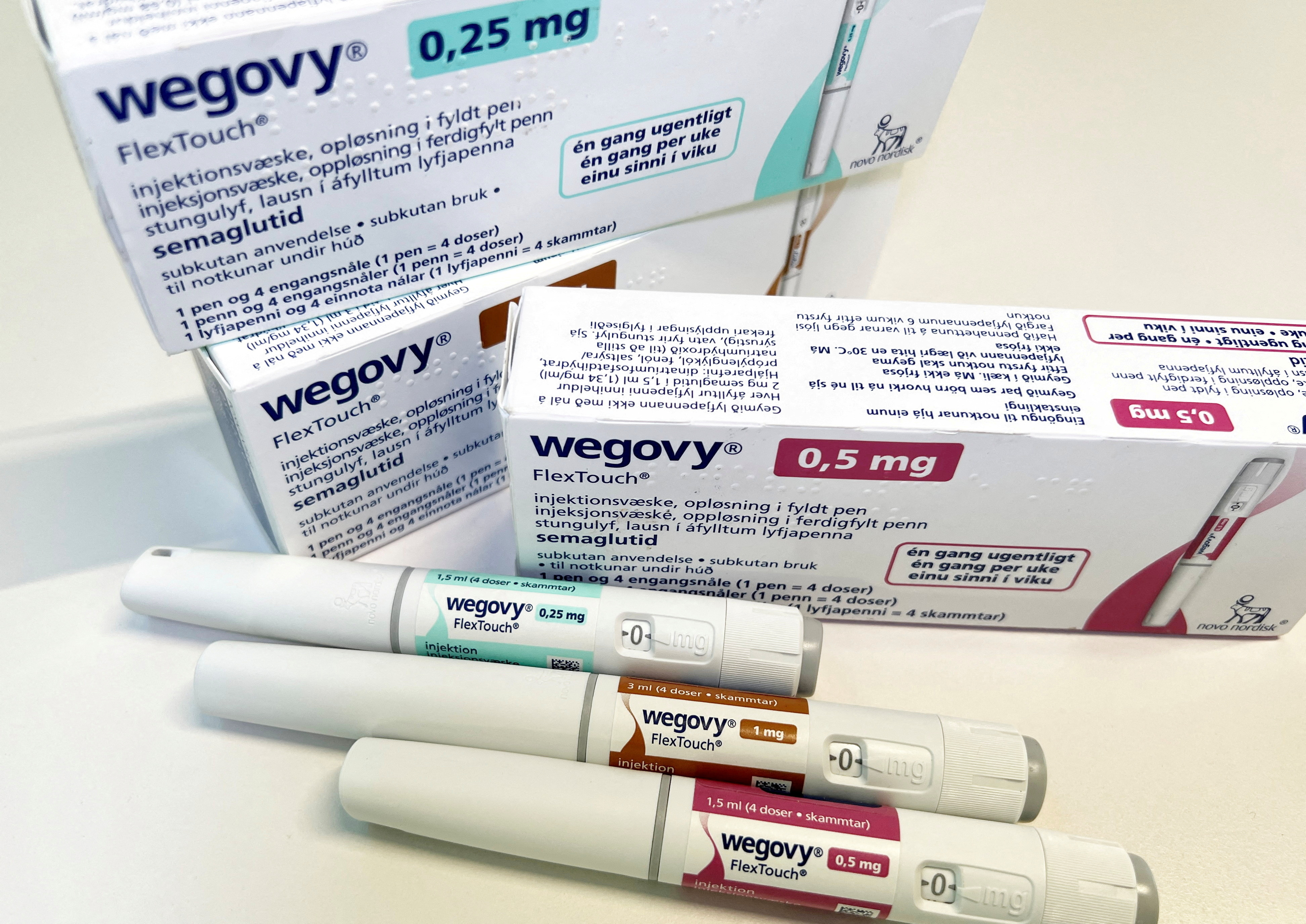 Injection pens and boxes of Novo Nordisk's weight-loss drug Wegovy are shown in this photo illustration in Oslo