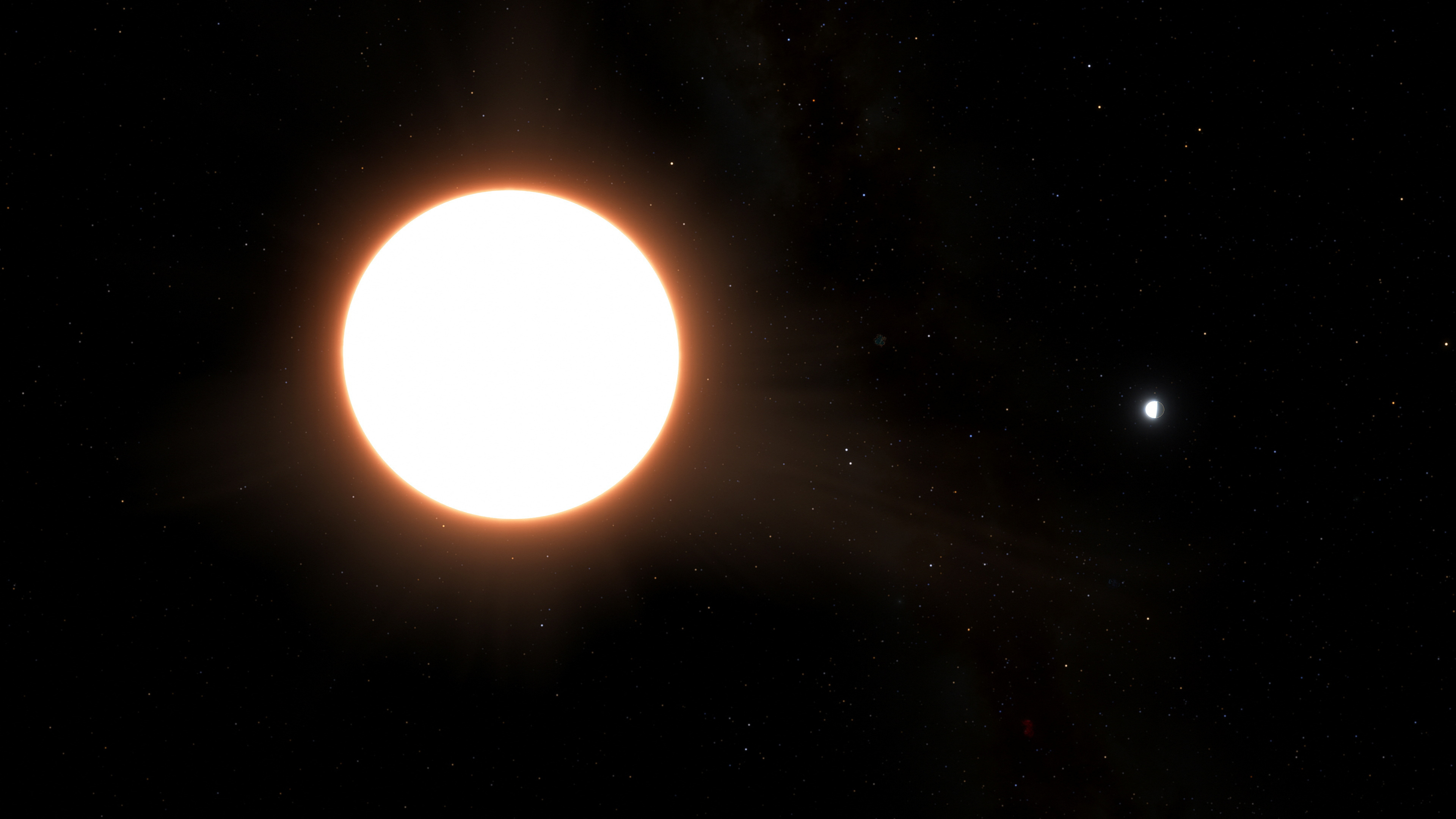 An artist's impression of the exoplanet LTT9779b orbiting its host star