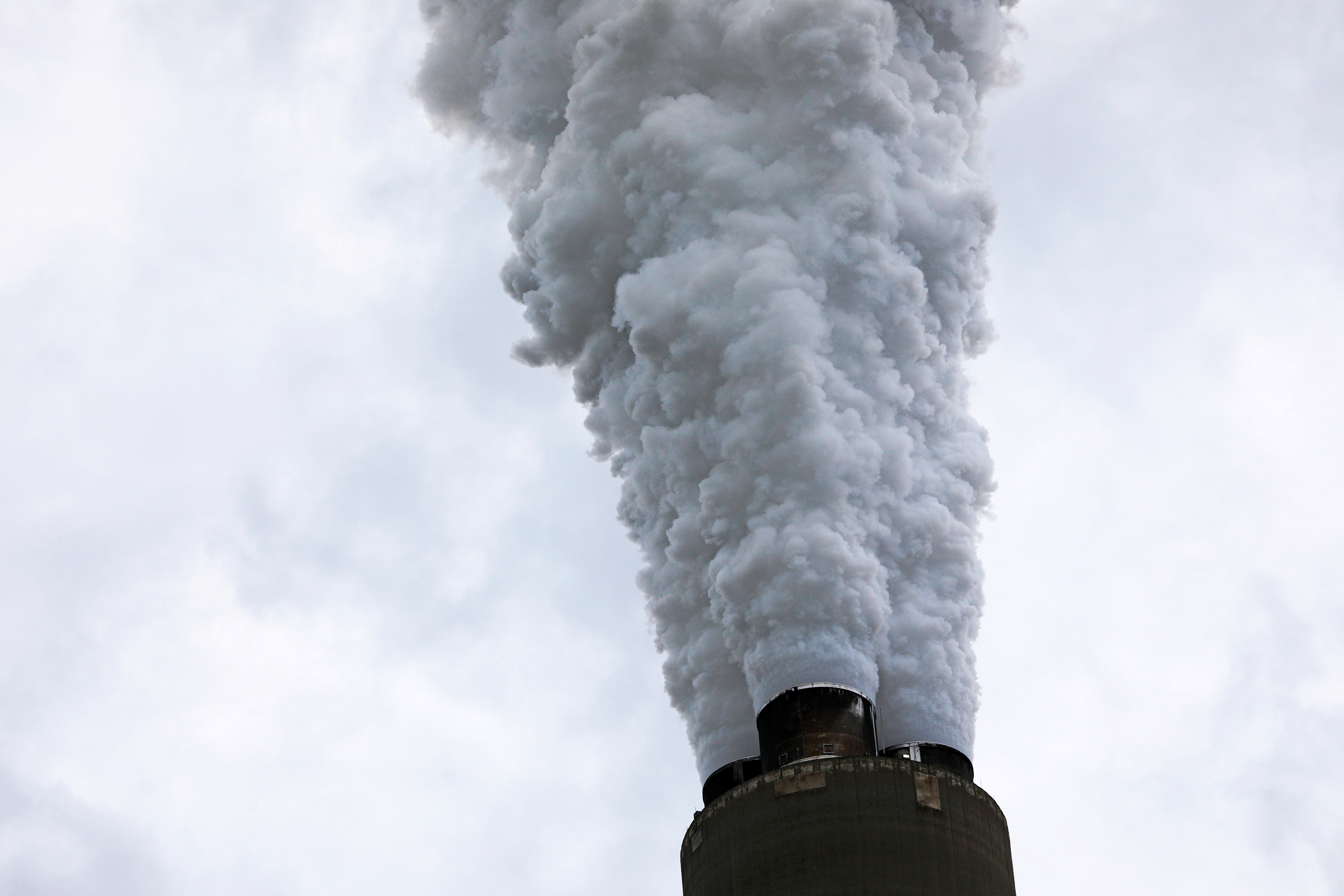 Exhaust rises from the stacks of the Harrison Power Station in Haywood