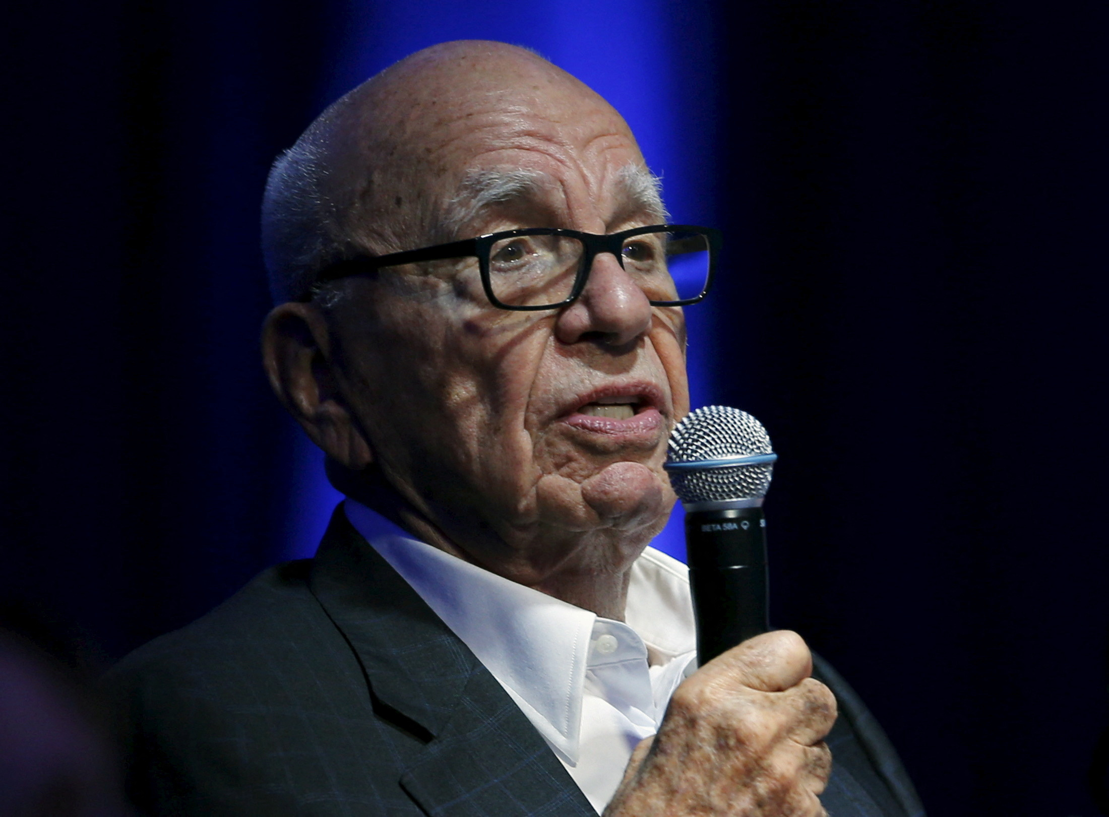 Murdoch takes part as a judge during a global start up showcase during the WSJDLive conference in Laguna Beach