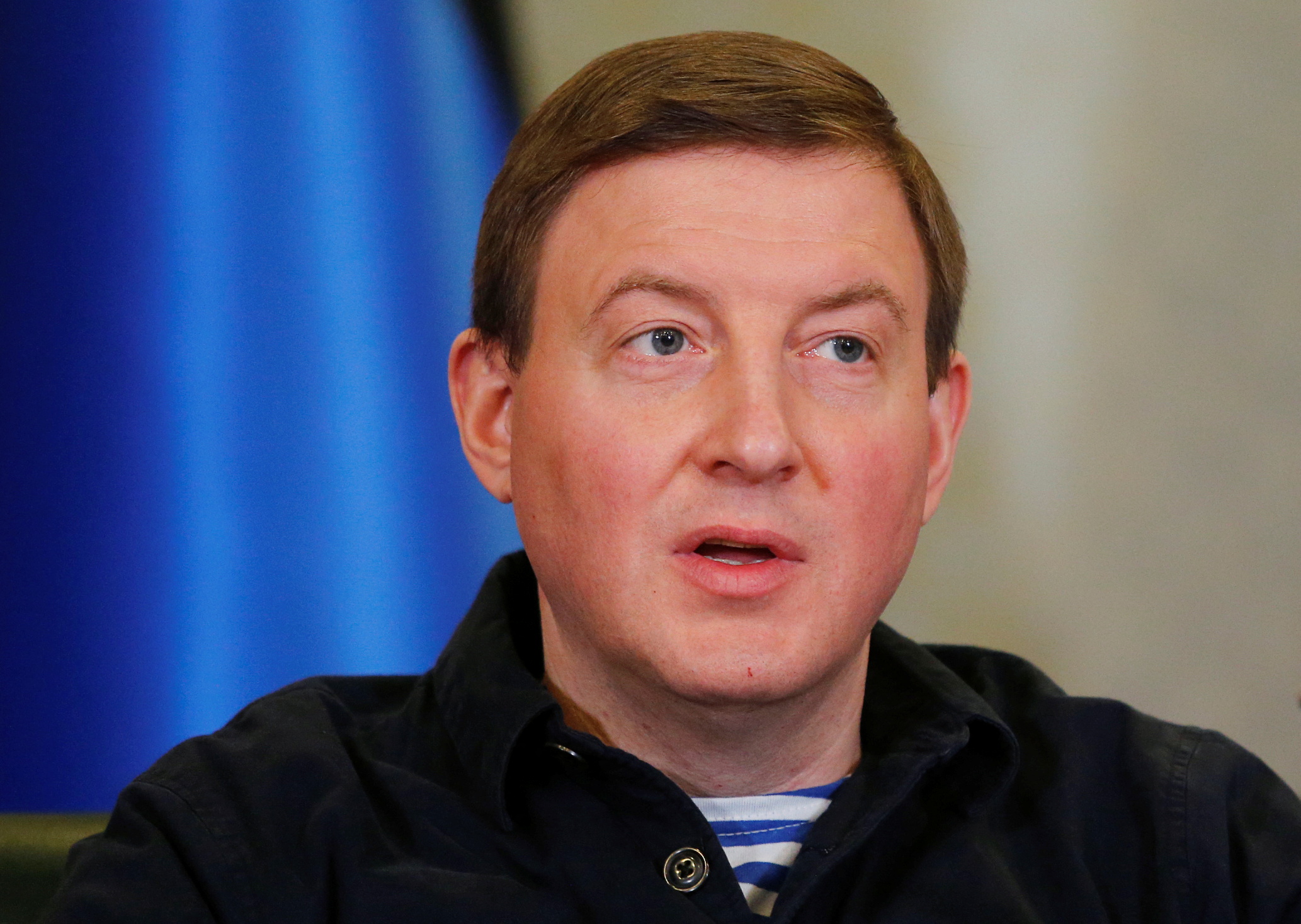 Secretary of the United Russia Party's General Council Andrey Turchak attends a news conference in Donetsk