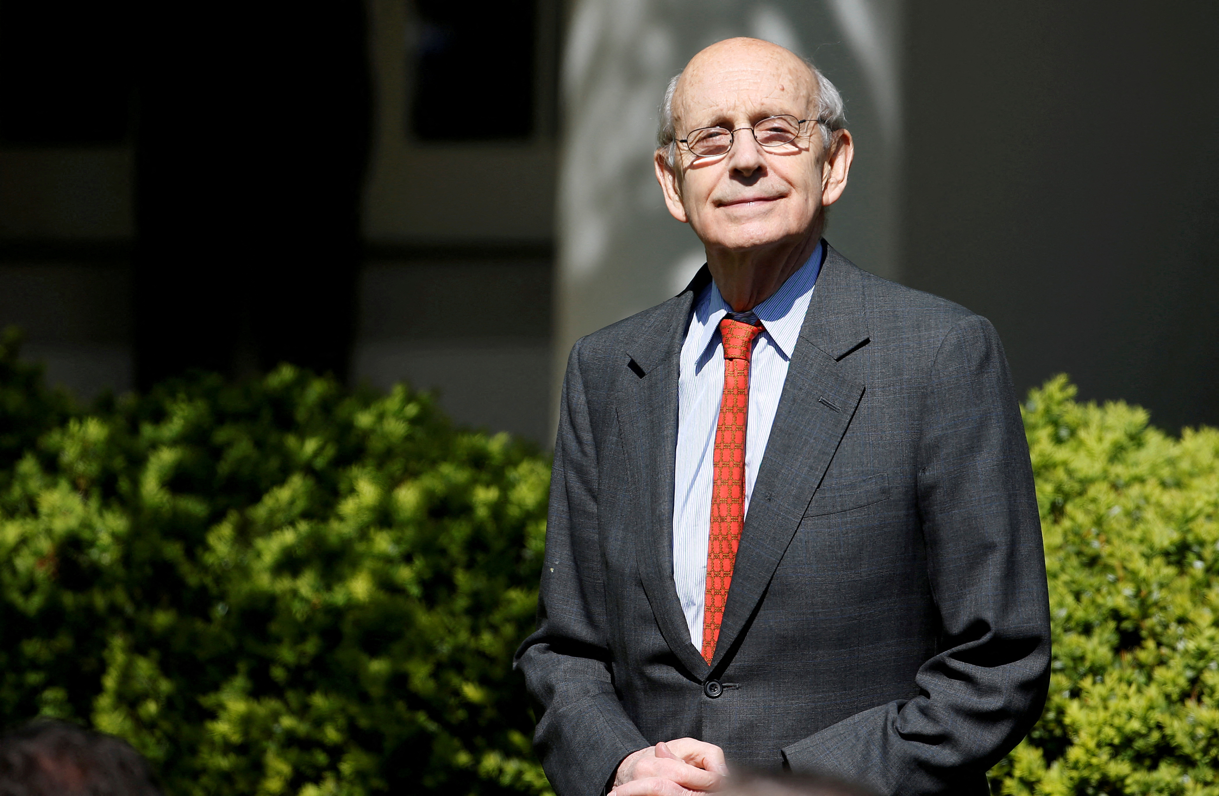 Associate Supreme Court Justice Stephen Breyer arrives for the swearing in ceremony of Judge Neil Gorsuch as an Associate Supreme Court Justice in the Rose Garden of the White House in Washington