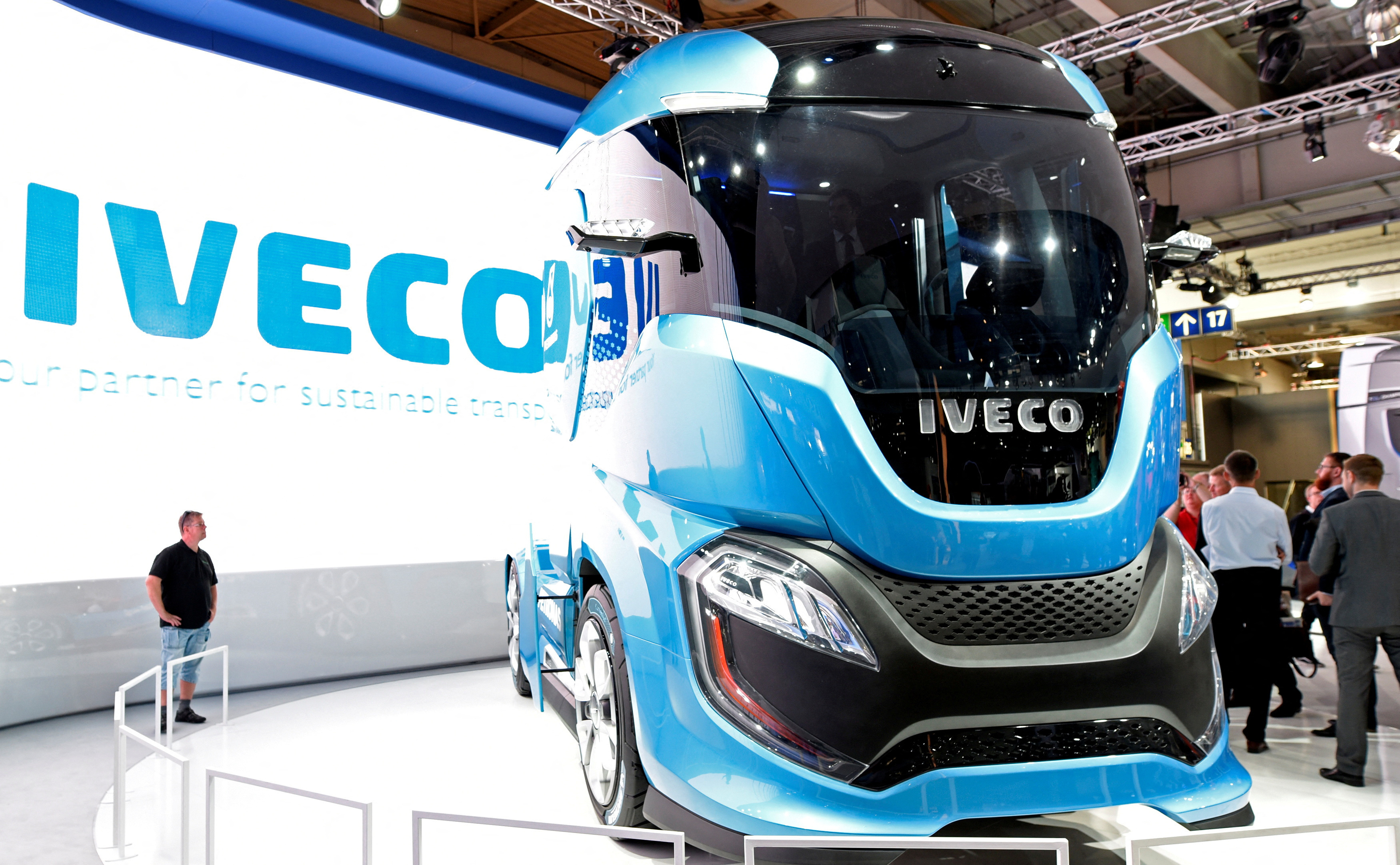 An Iveco truck is seen at the IAA Commercial Vehicles trade show in Hanover