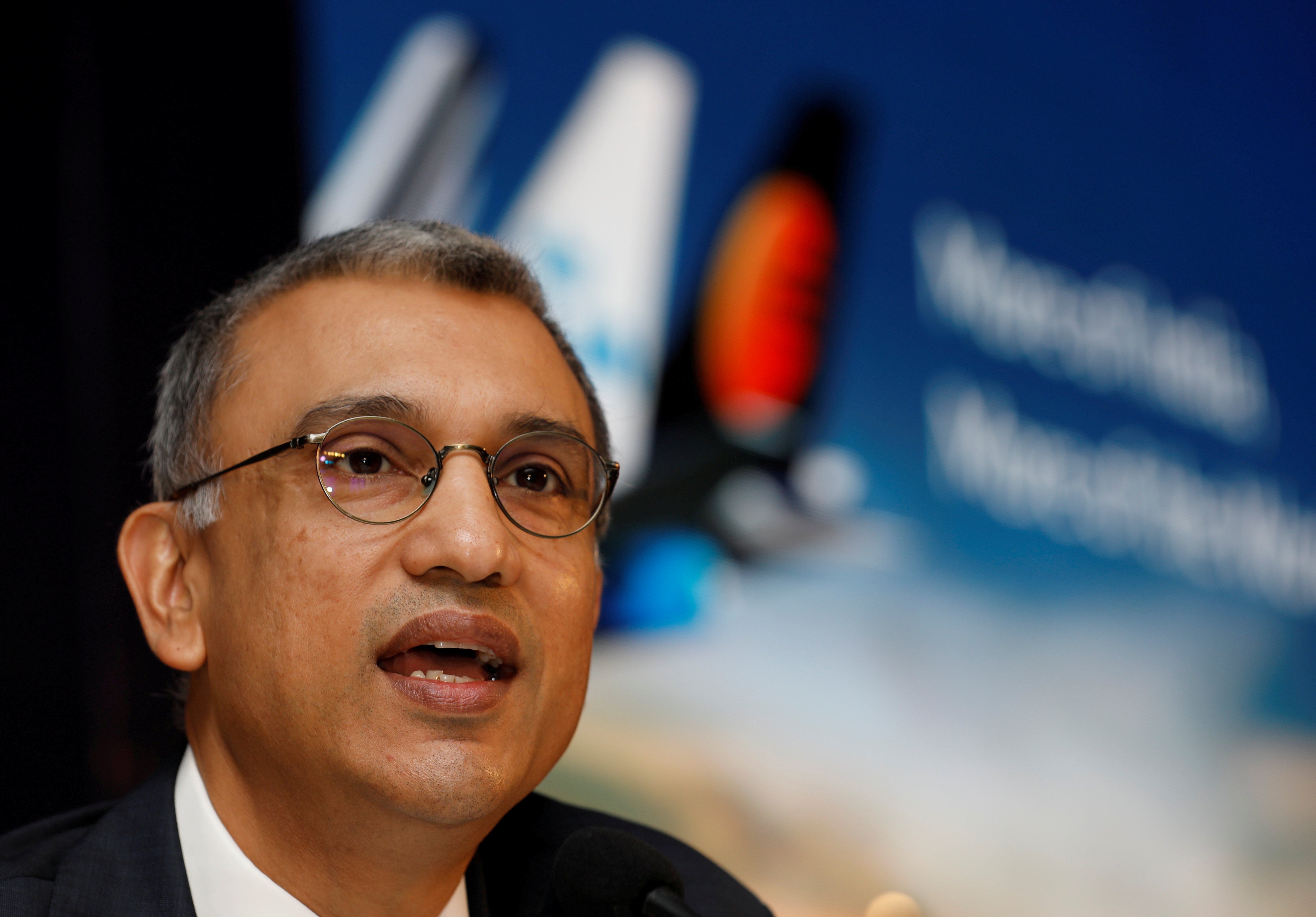 Vinay Dube, CEO of Jet Airways speaks during a news conference in Mumbai