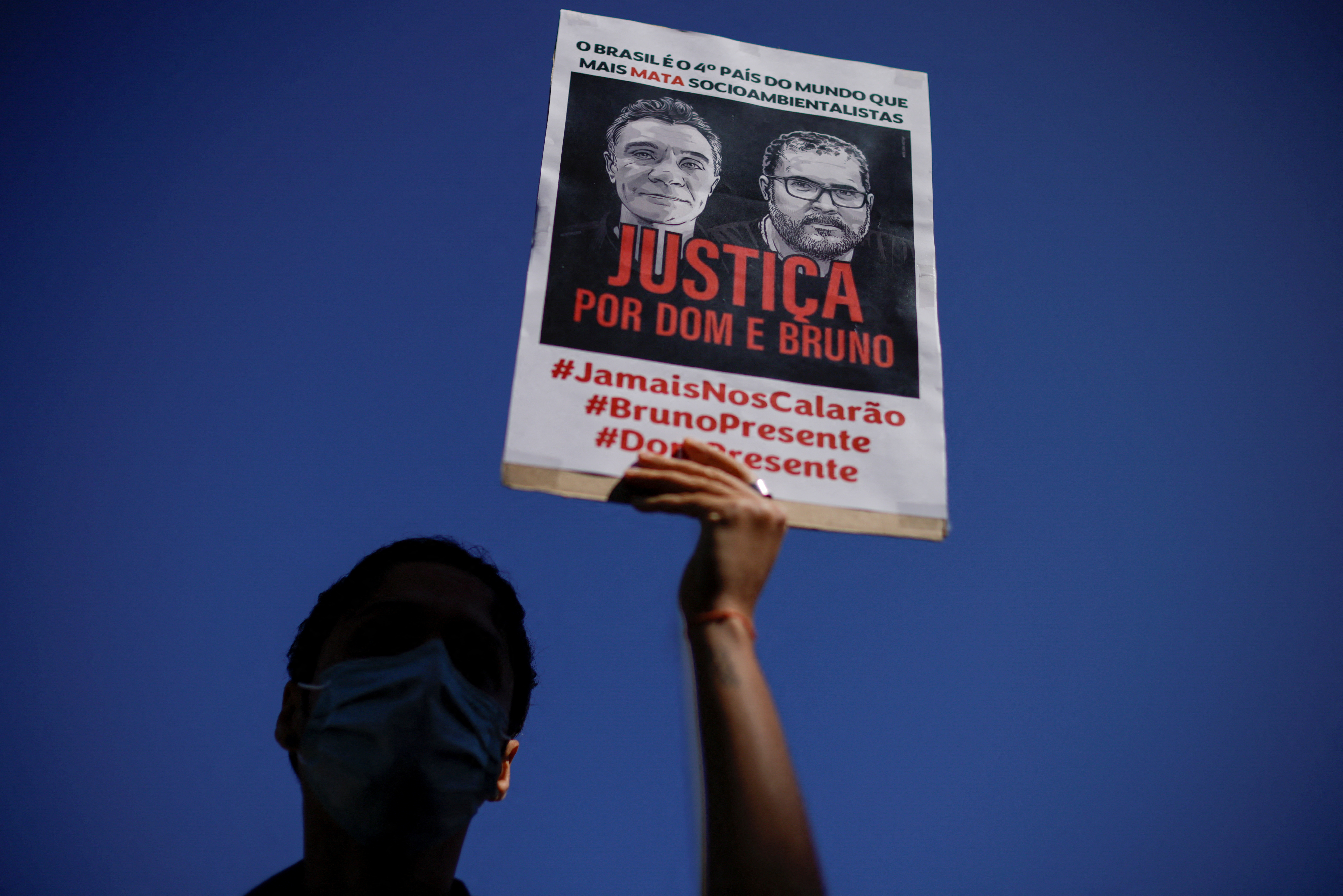 Protest for journalist Dom Phillips and indigenous expert Bruno Pereira, in Brasilia