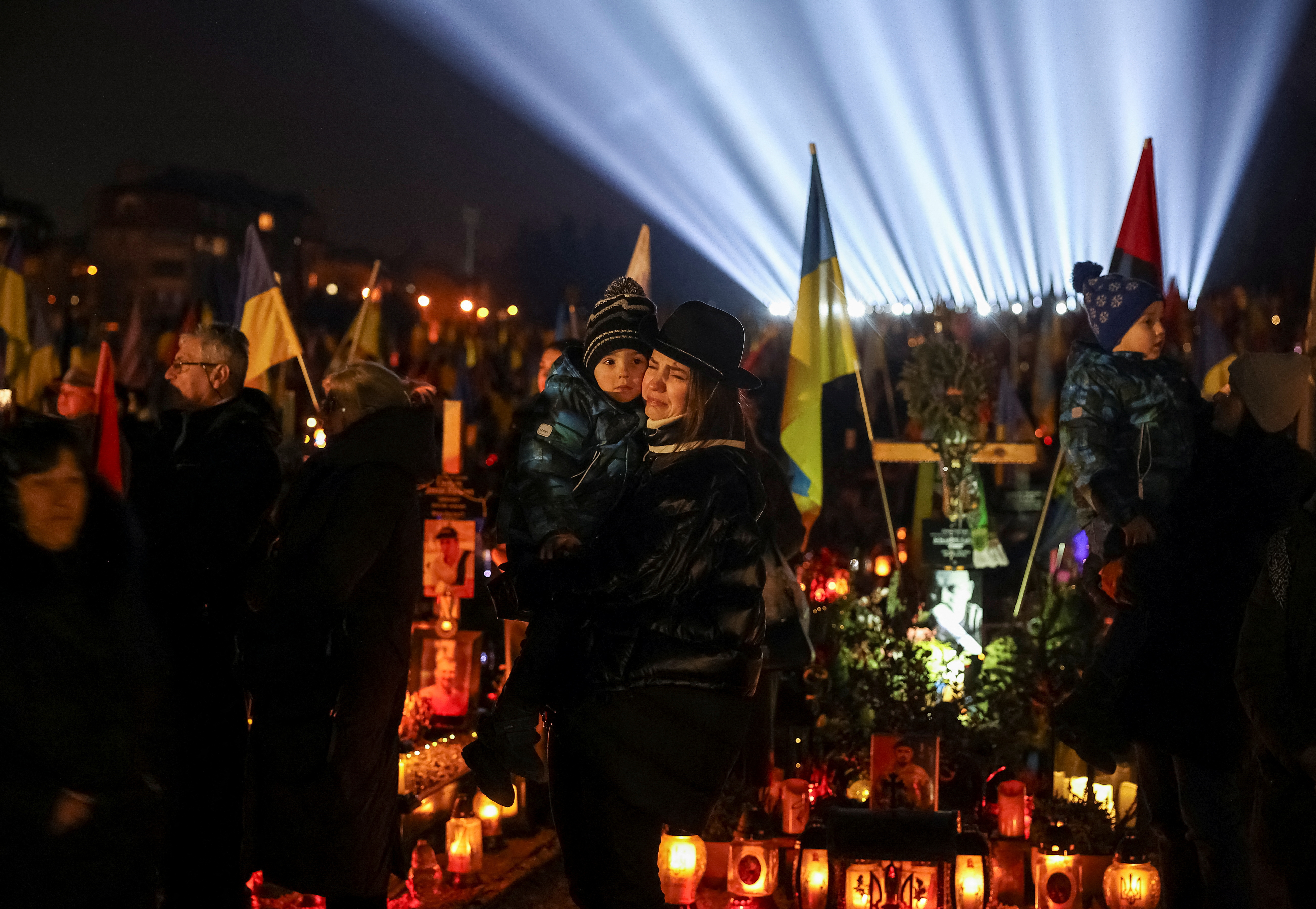 Commemoration of the third anniversary of Russia's invasion of Ukraine at Lychakiv Cemetery, Lviv
