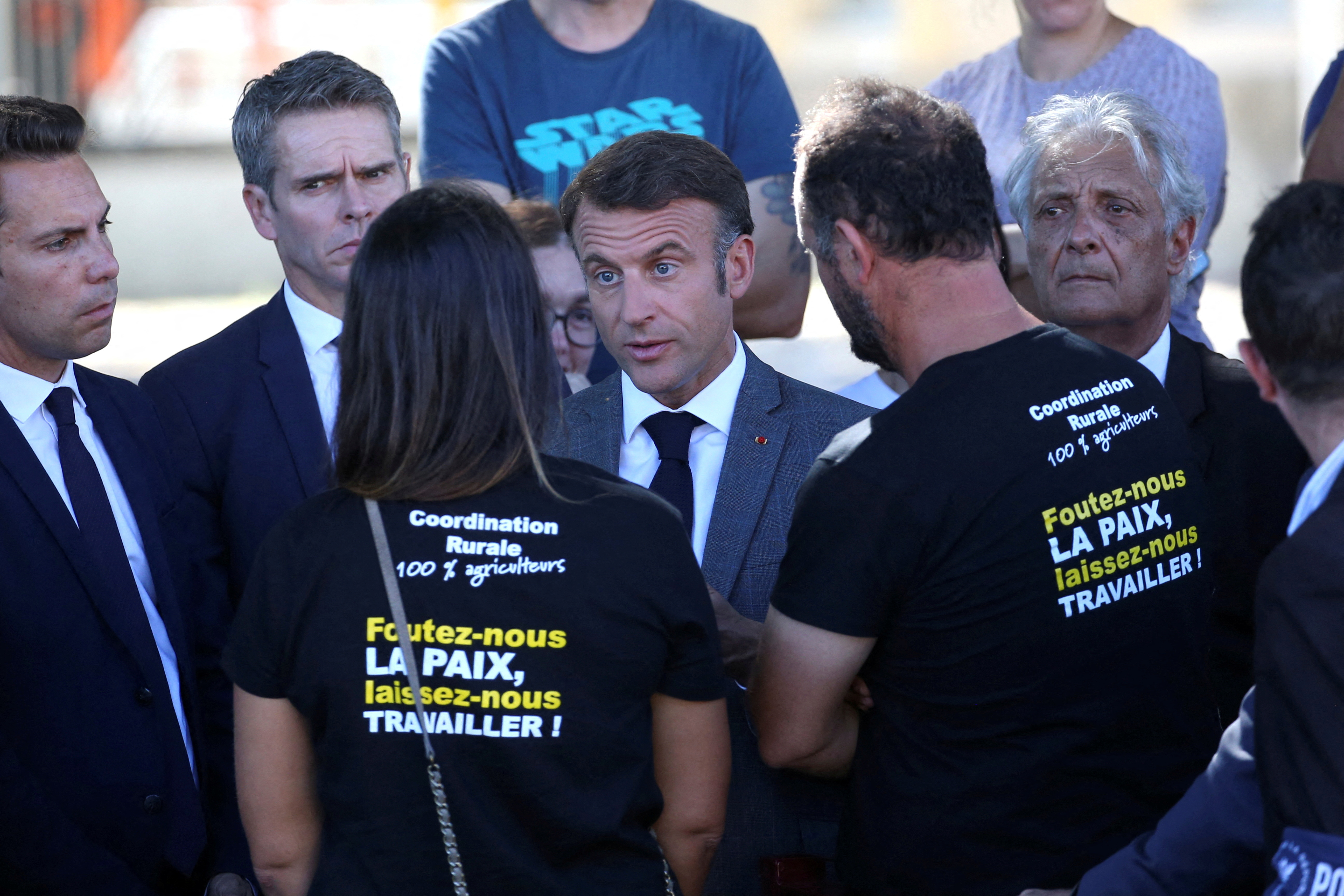 El presidente francés, Emmanuel Macron, visita Clairac