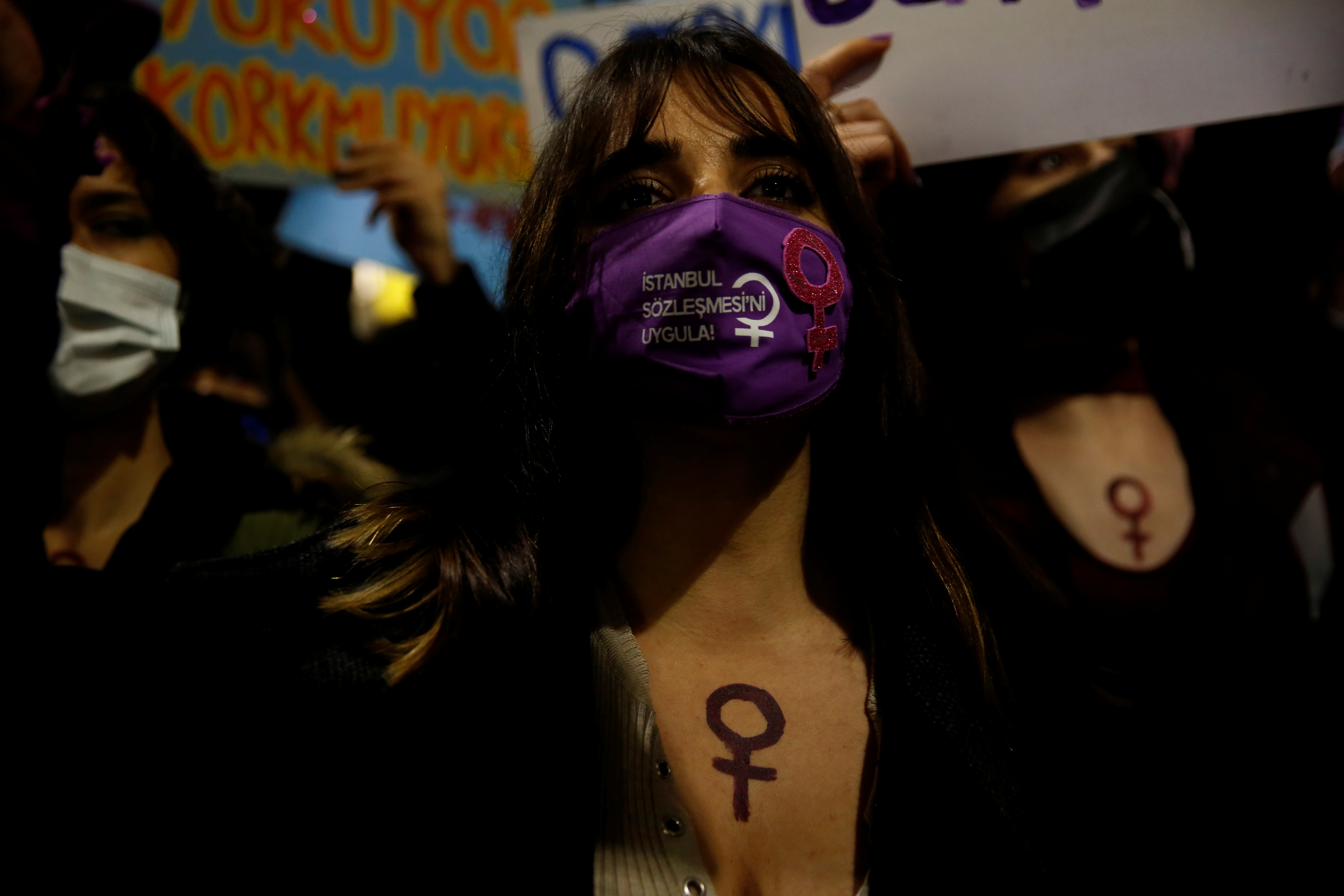 Women march against gender-based violence, in Istanbul