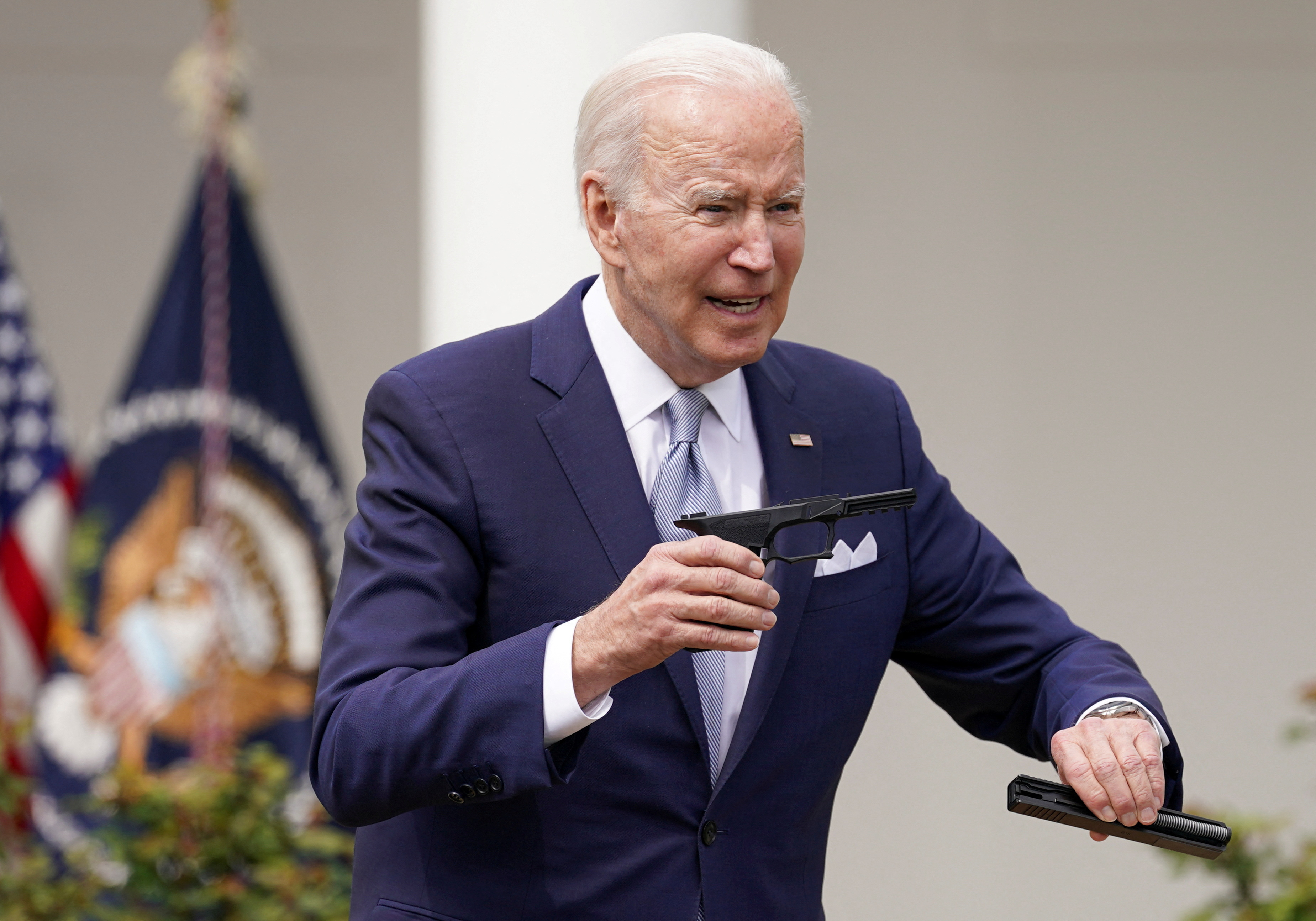 Biden holds ghost gun crime event at the White House in Washington