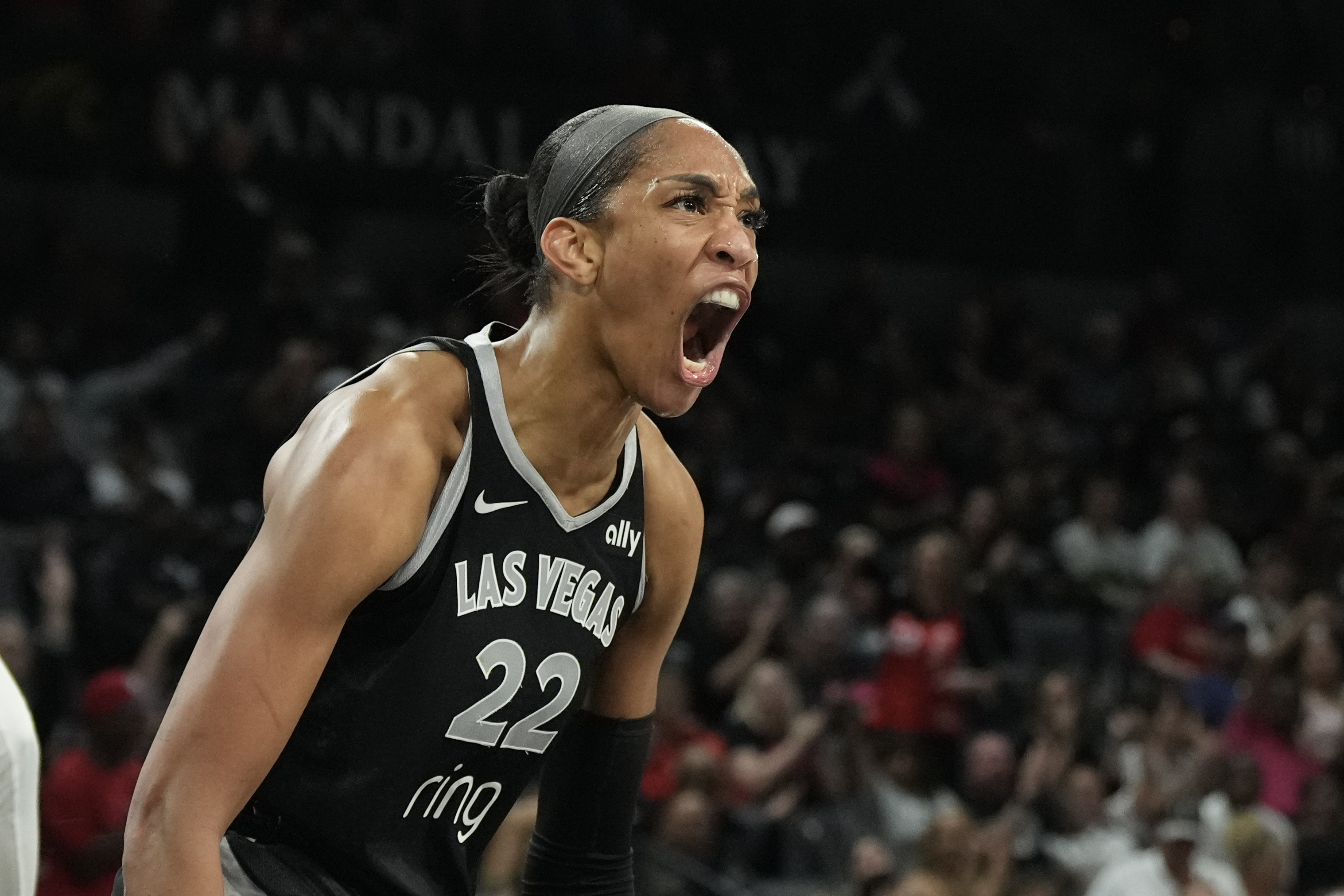 A'ja Wilson in a Las Vegas Aces uniform