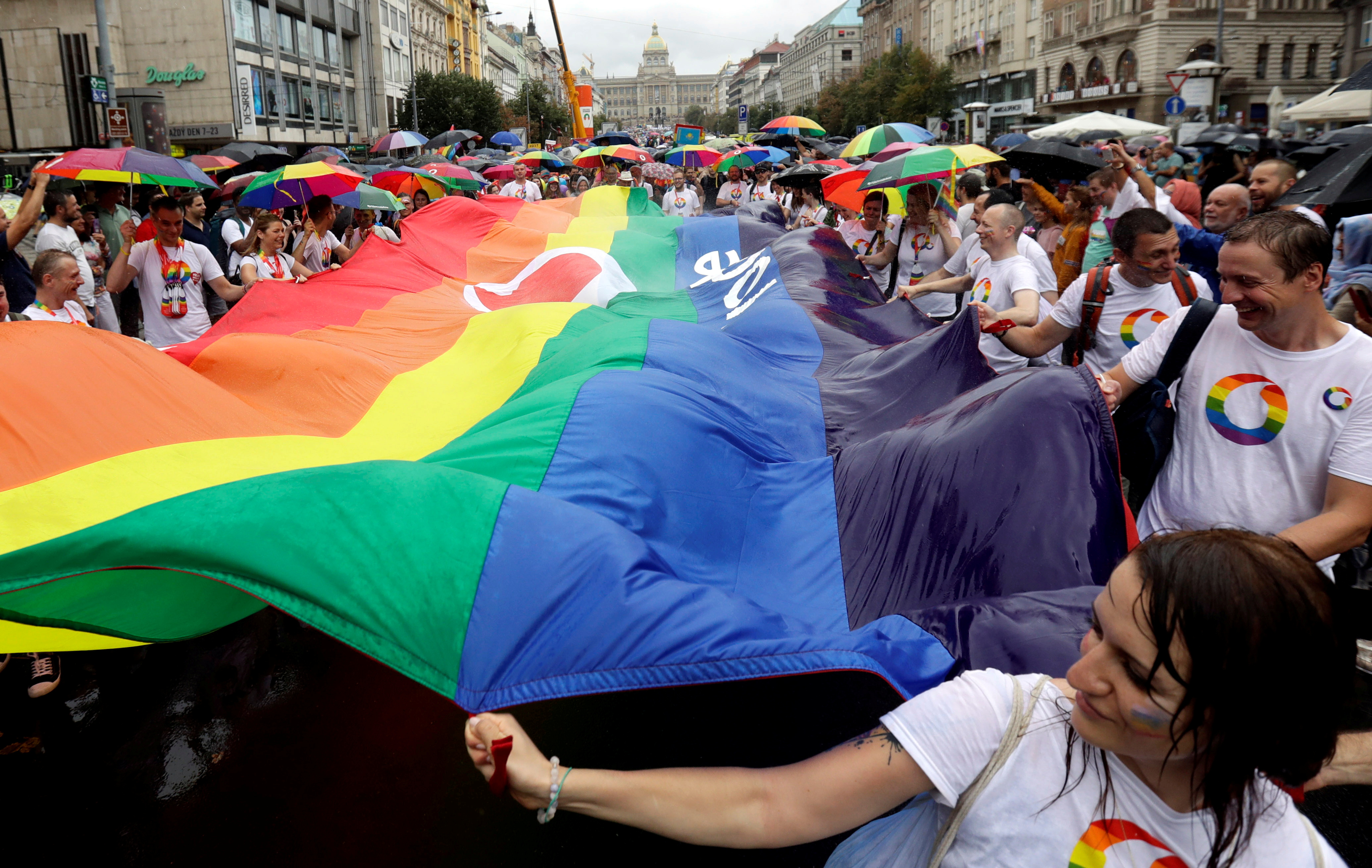 Participants attend the Prague Pride Parade in Prague