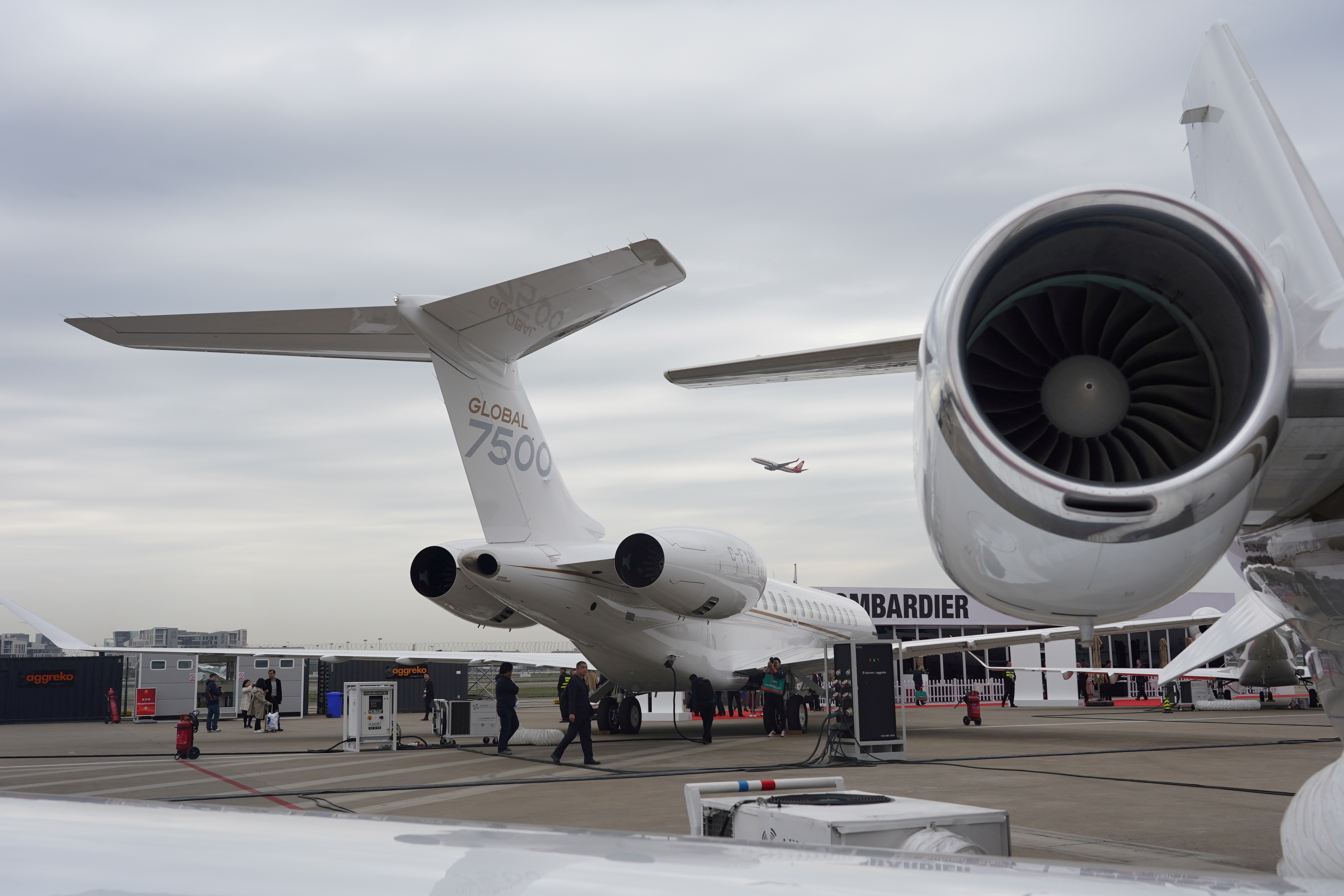 FILE PHOTO: Bombardier Global 7500 business jet is seen at the Asian Business Aviation Conference and Exhibition (ABACE) in Shanghai