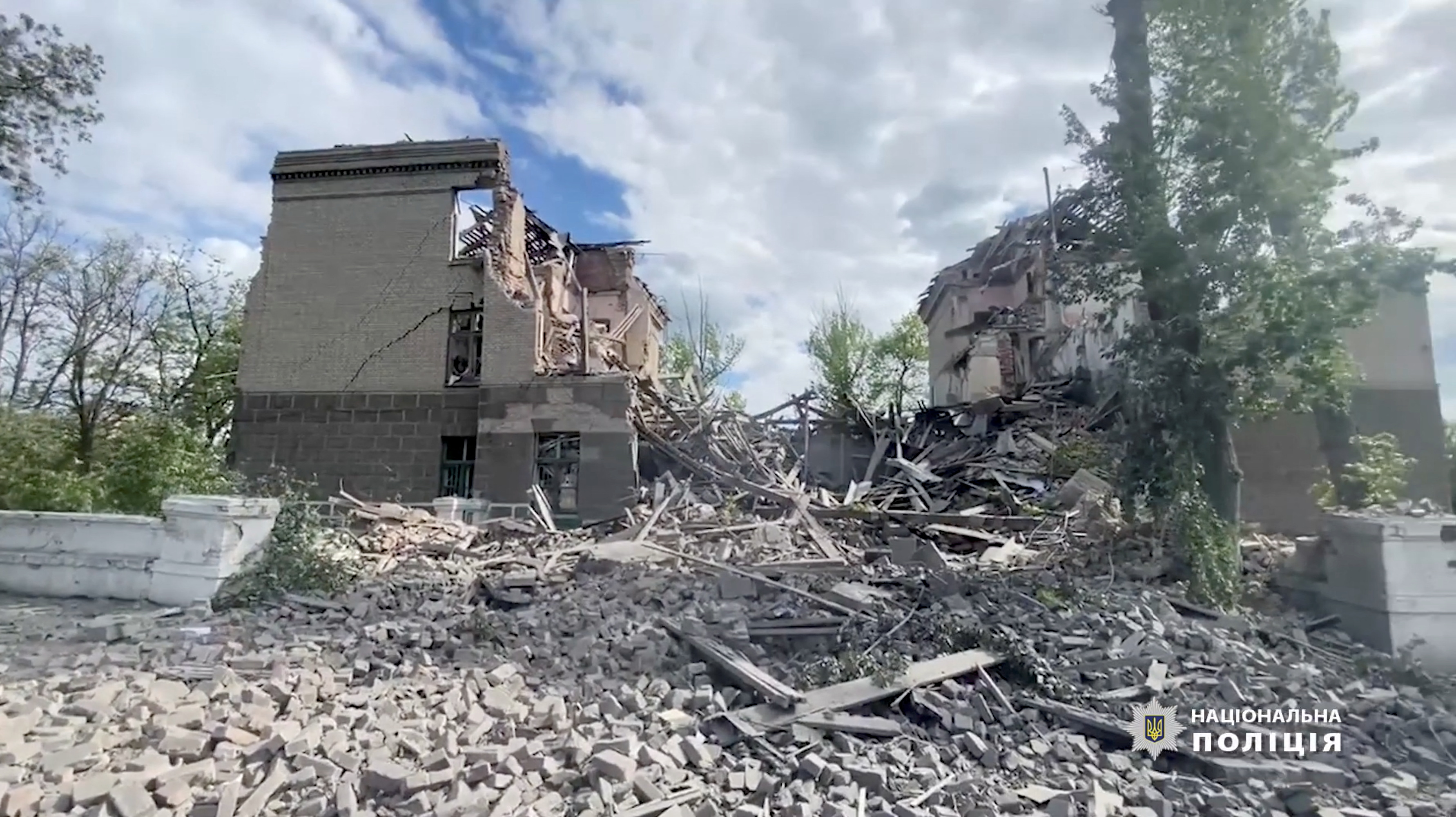 Building damaged due to air strike in Bakhmut, Donetsk Region