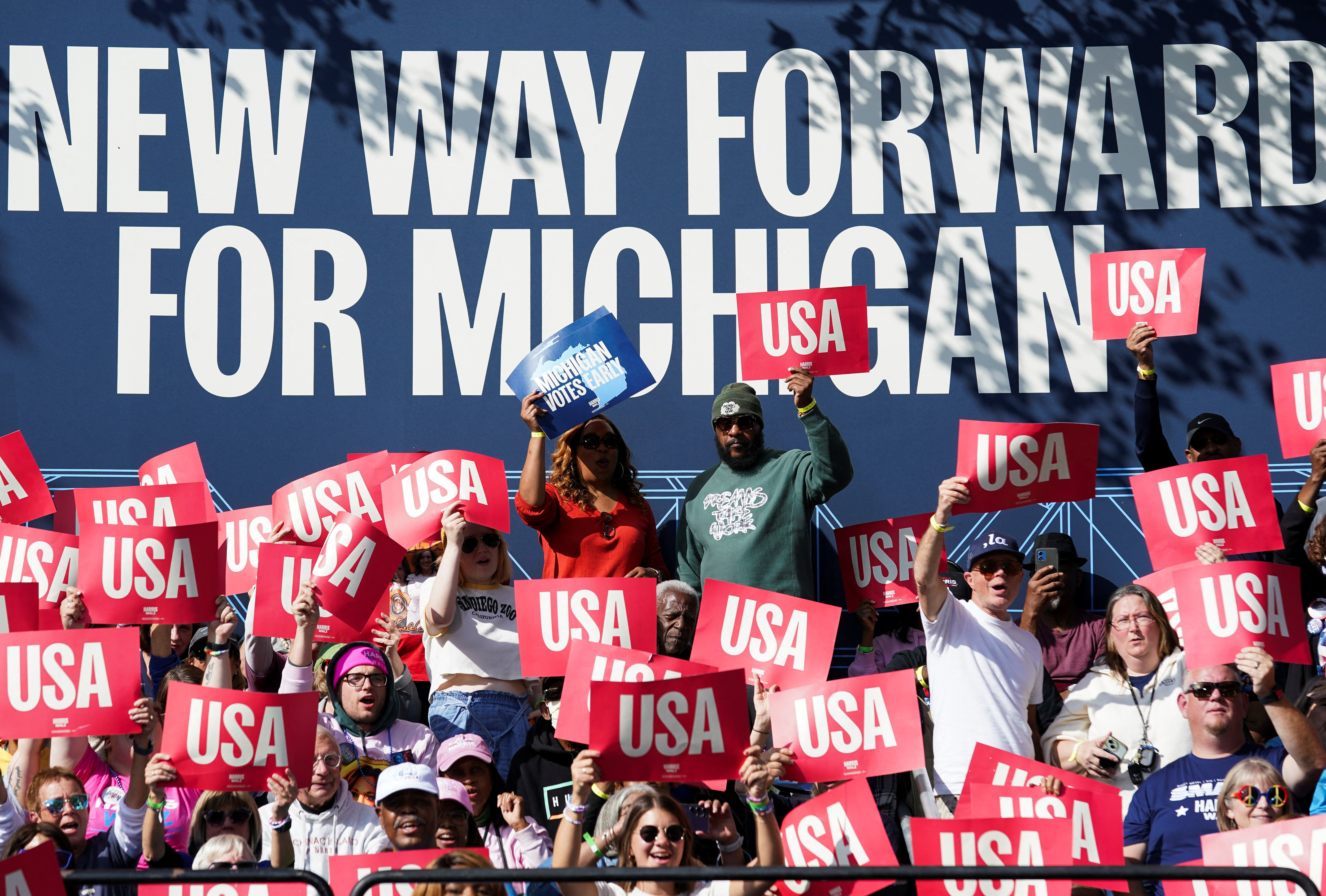 Democratic presidential nominee U.S. Vice President Kamala Harris campaigns in Michigan