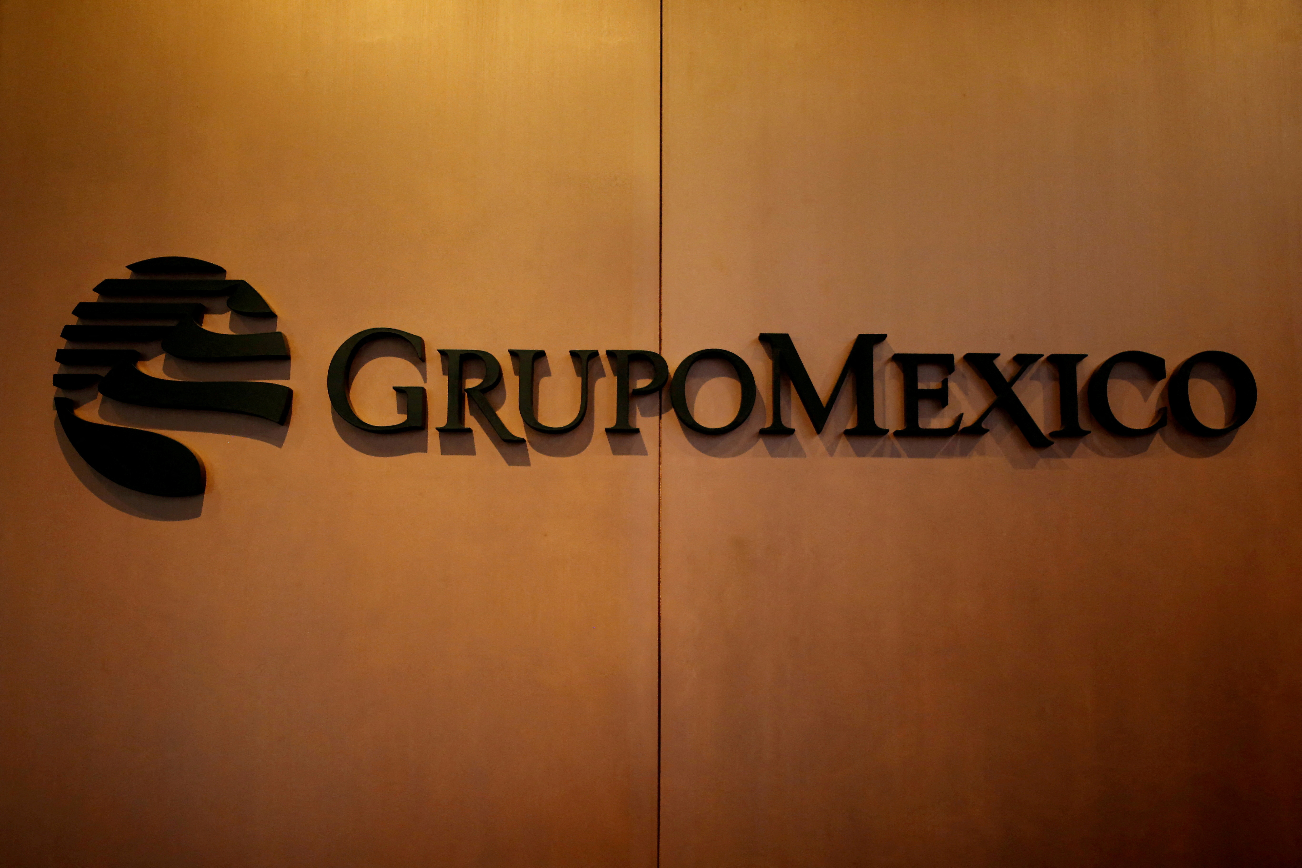 Logo of mining and infrastructure firm Grupo Mexico is pictured at its headquarters in Mexico City