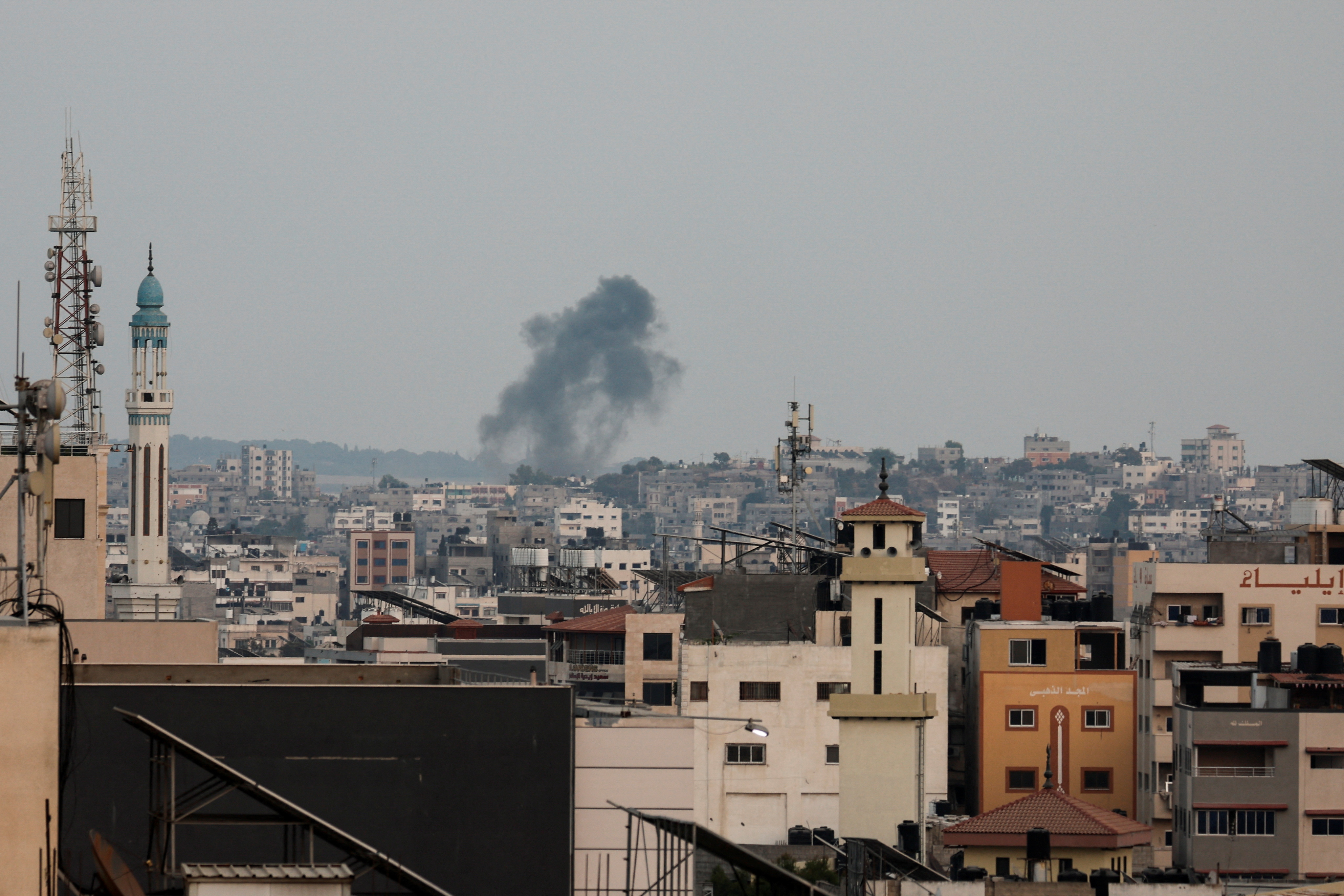 Smoke rises following Israeli strikes in Gaza City