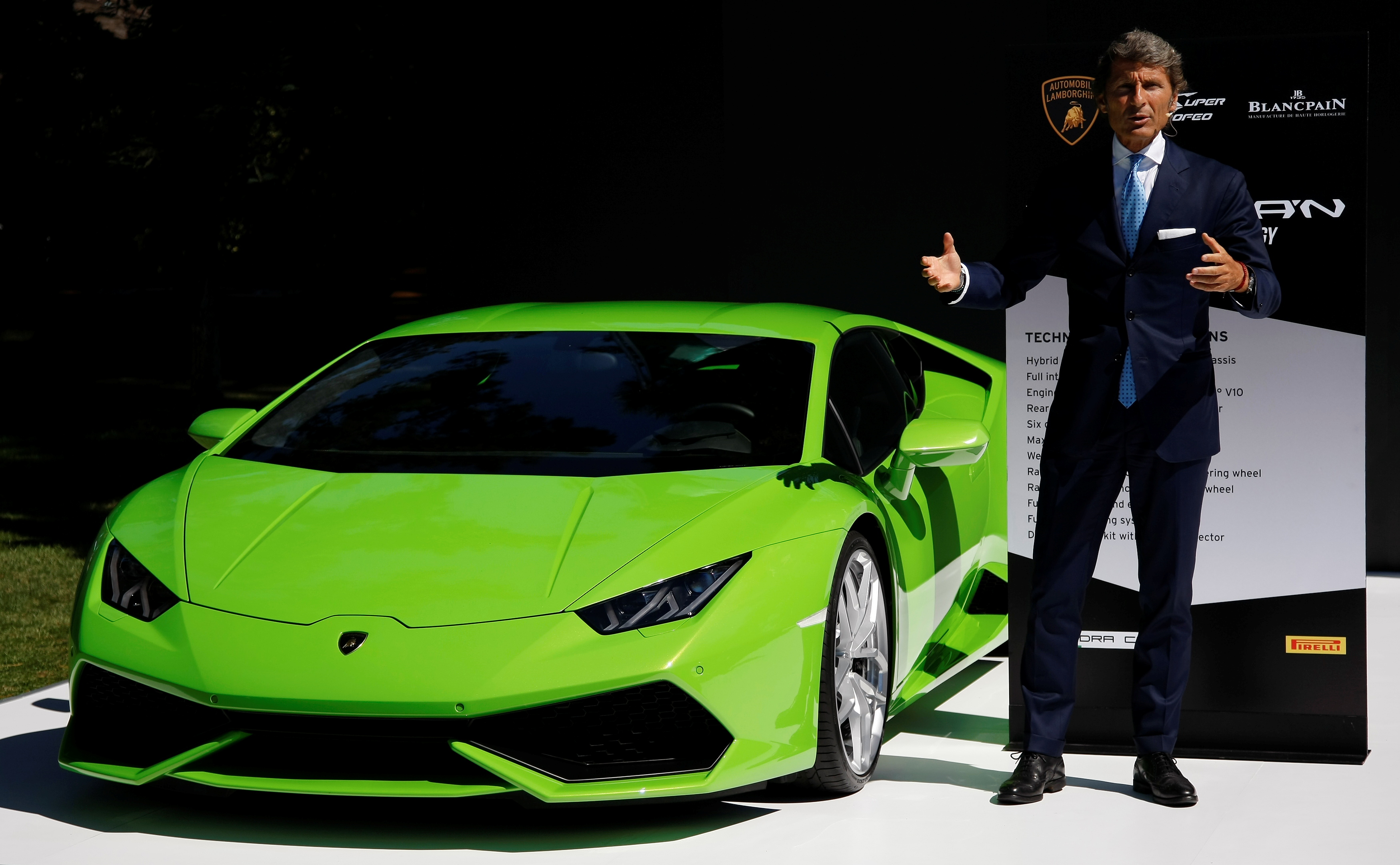 Lamborghini brand's chief executive, Winkelmann, pictured at a California car show