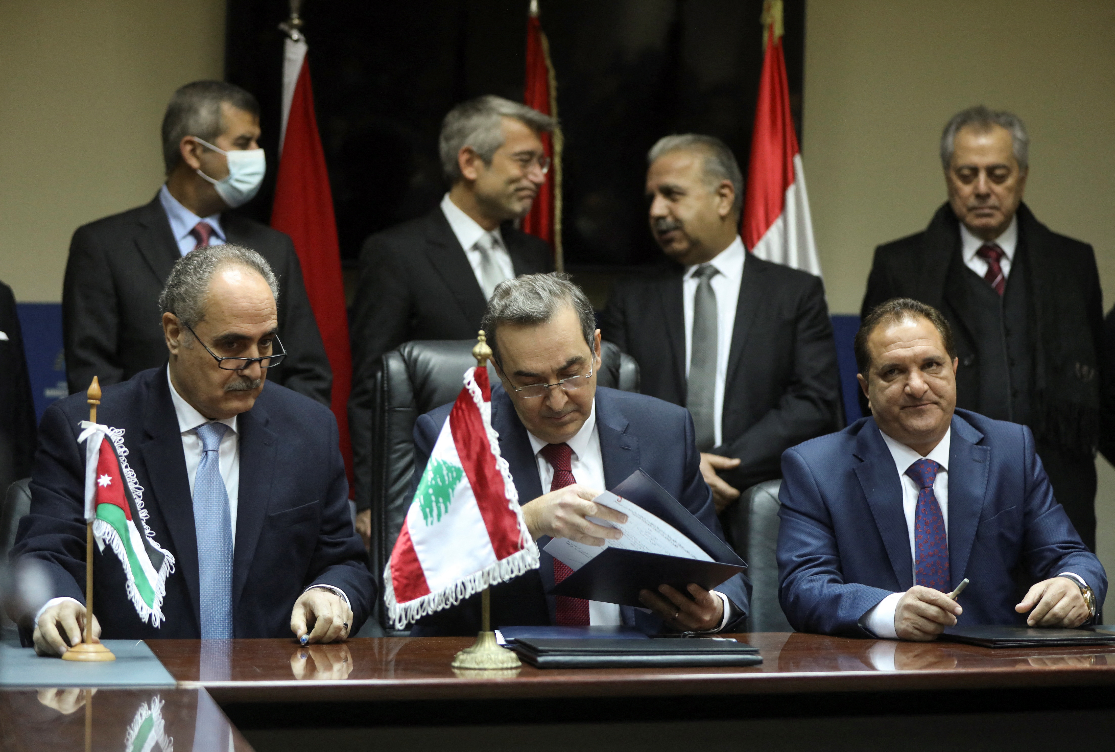 Lebanon, Syria and Jordan sign a deal that will supply Lebanon with electricity, in Beirut