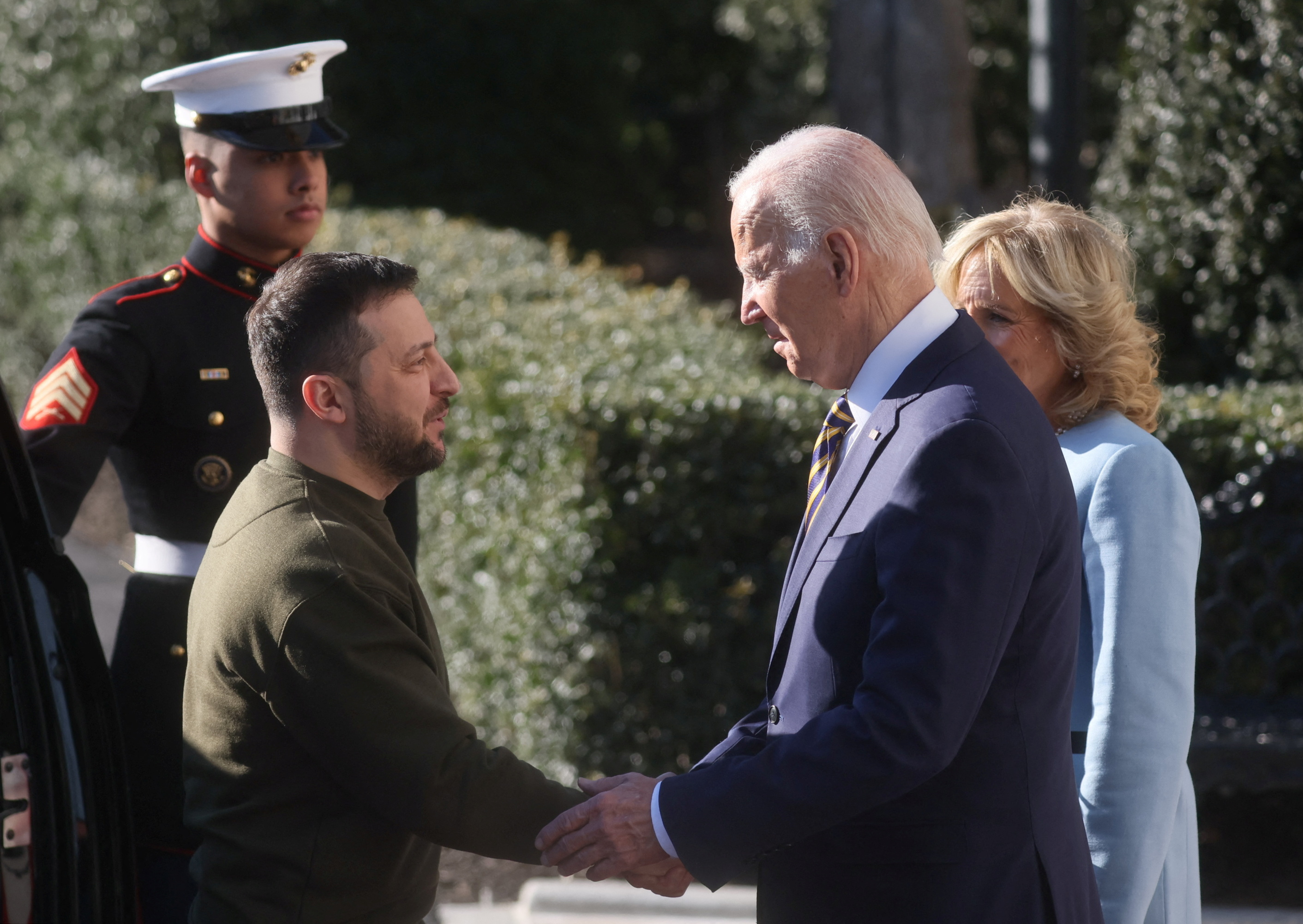 U.S. President Biden welcomes Ukraine's President Zelenskiy at the White House in Washington