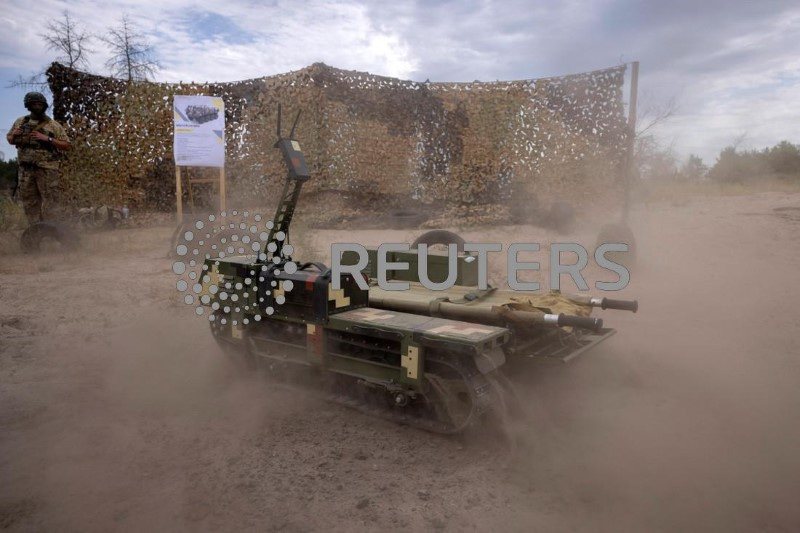 Demonstration of unmanned medical evacuation vehicles outside Kyiv