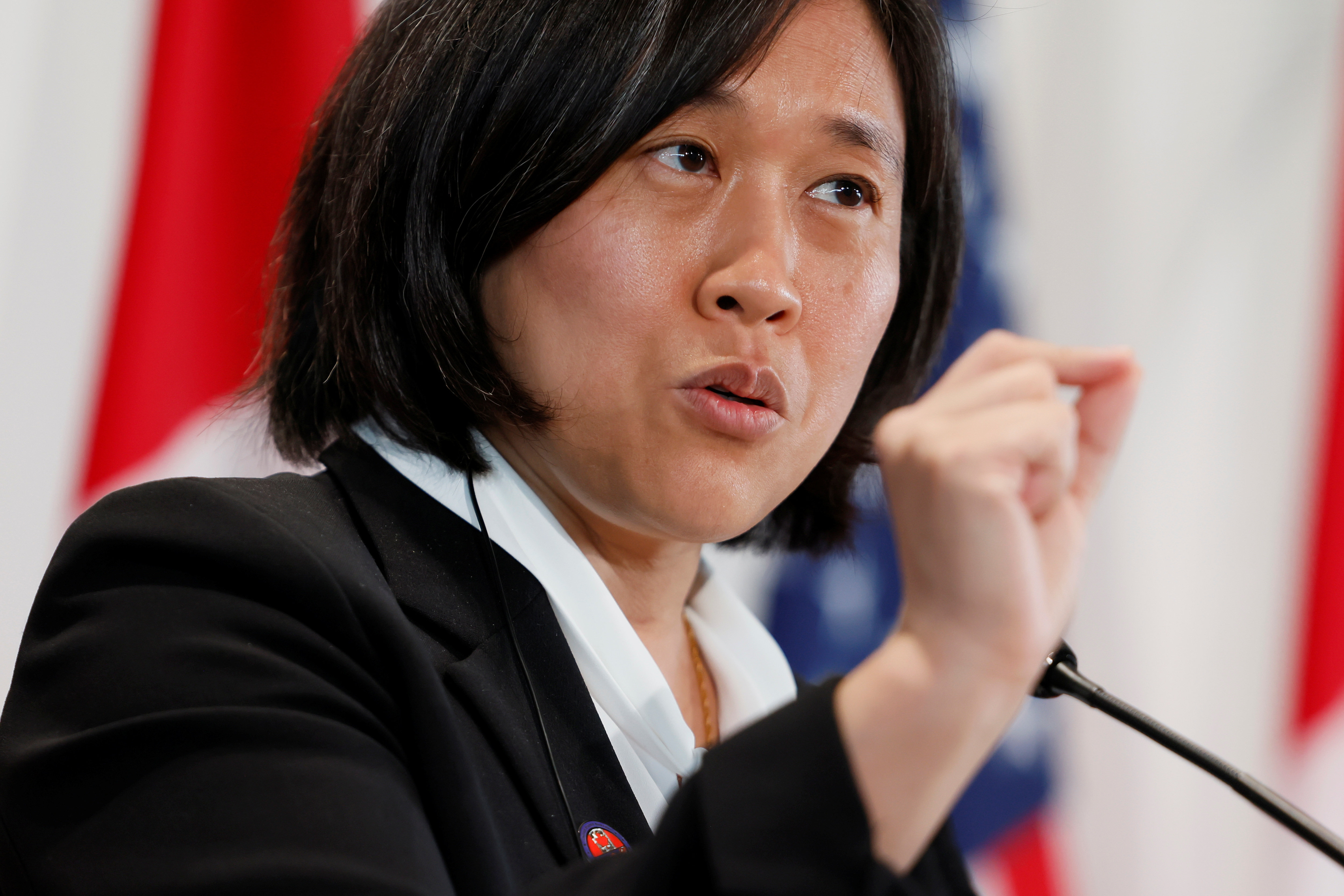 U.S. Trade Representative Katherine Tai takes part in a news conference in Ottawa