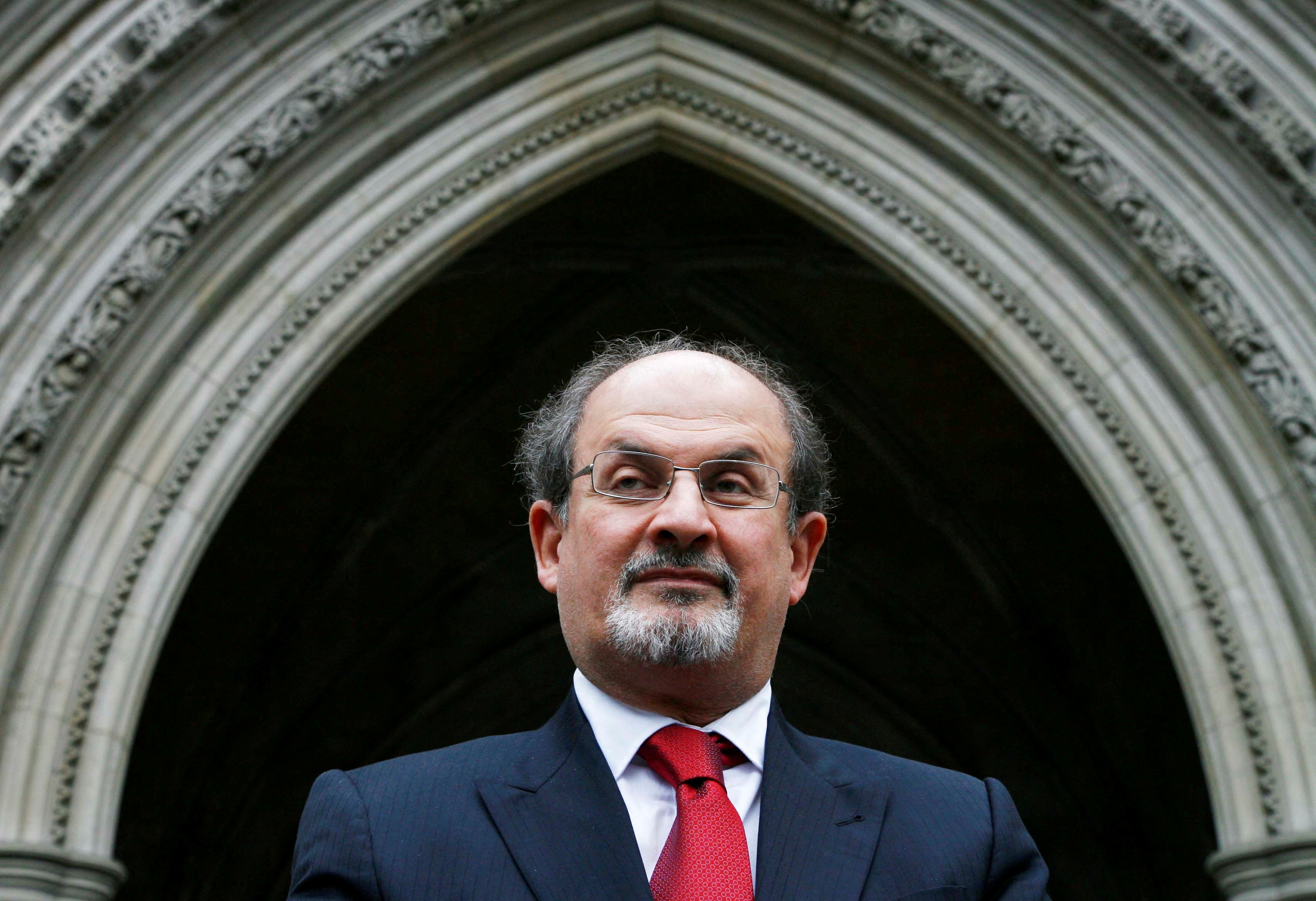 Author Salman Rushdie arrives at the High Court in London