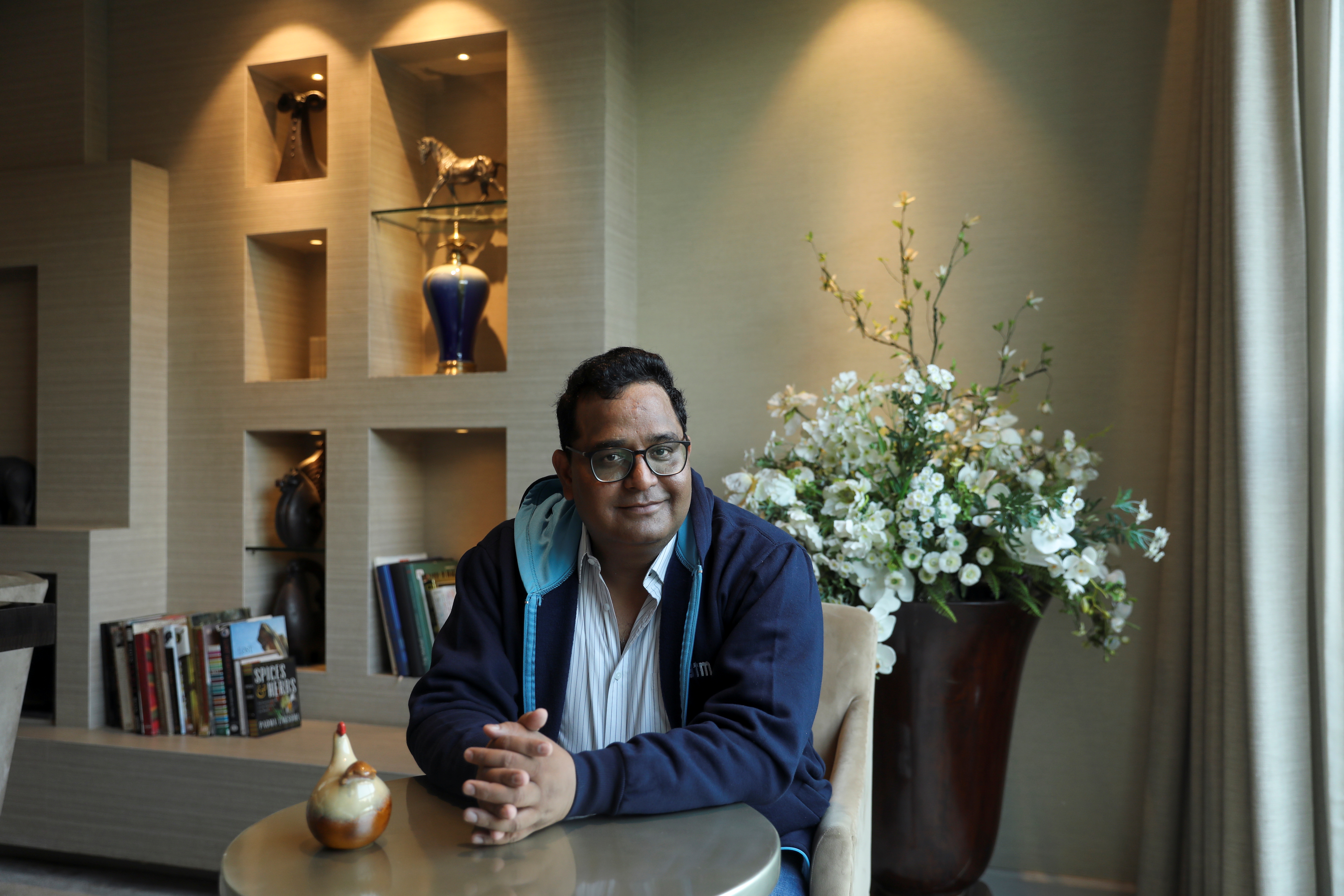 Paytm founder and CEO Vijay Shekhar Sharma poses for a picture at a clubhouse of a residential building in New Delhi