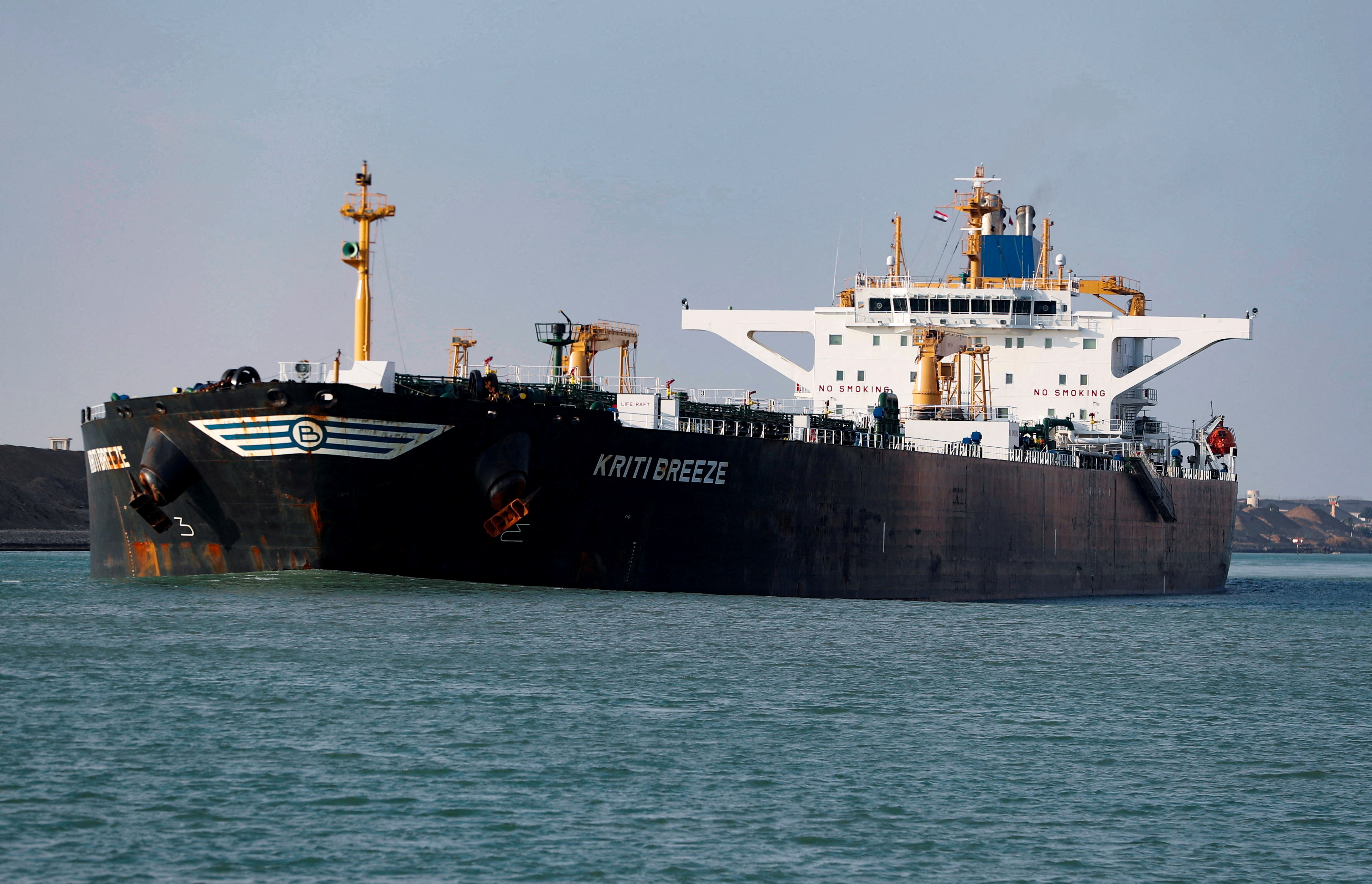 American crude oil tanker Kriti Breeze moves through the Suez Canal
