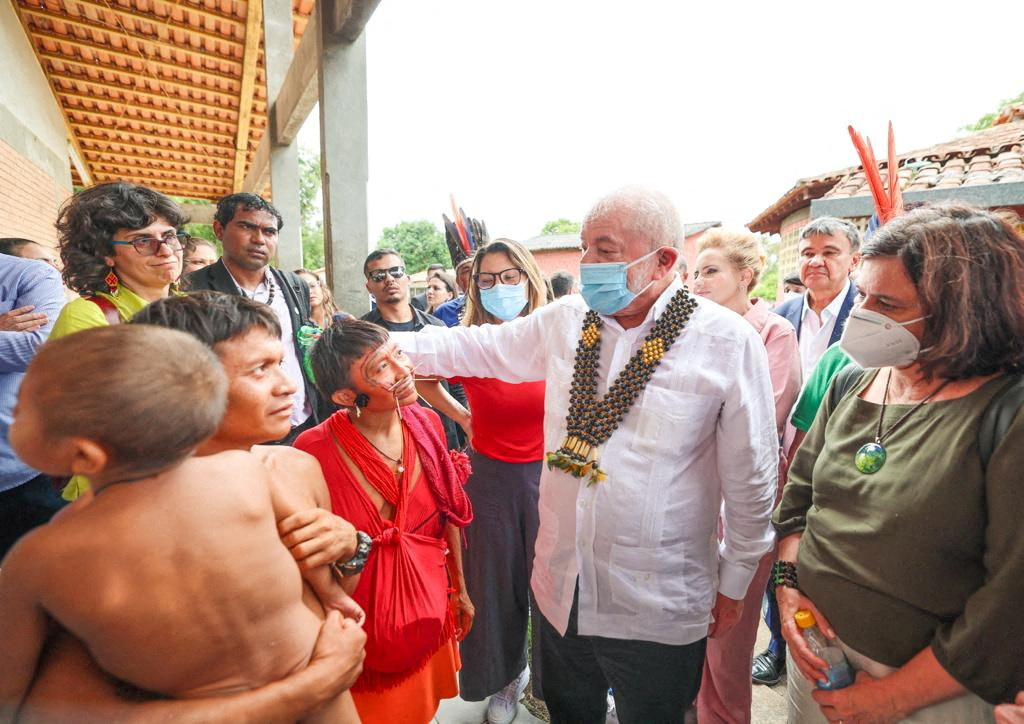 Brazil's President Luiz Inacio Lula da Silva looks on, as he visits the Yanomami Indigenous Health House (CASA Yanomami) in Boa Vista