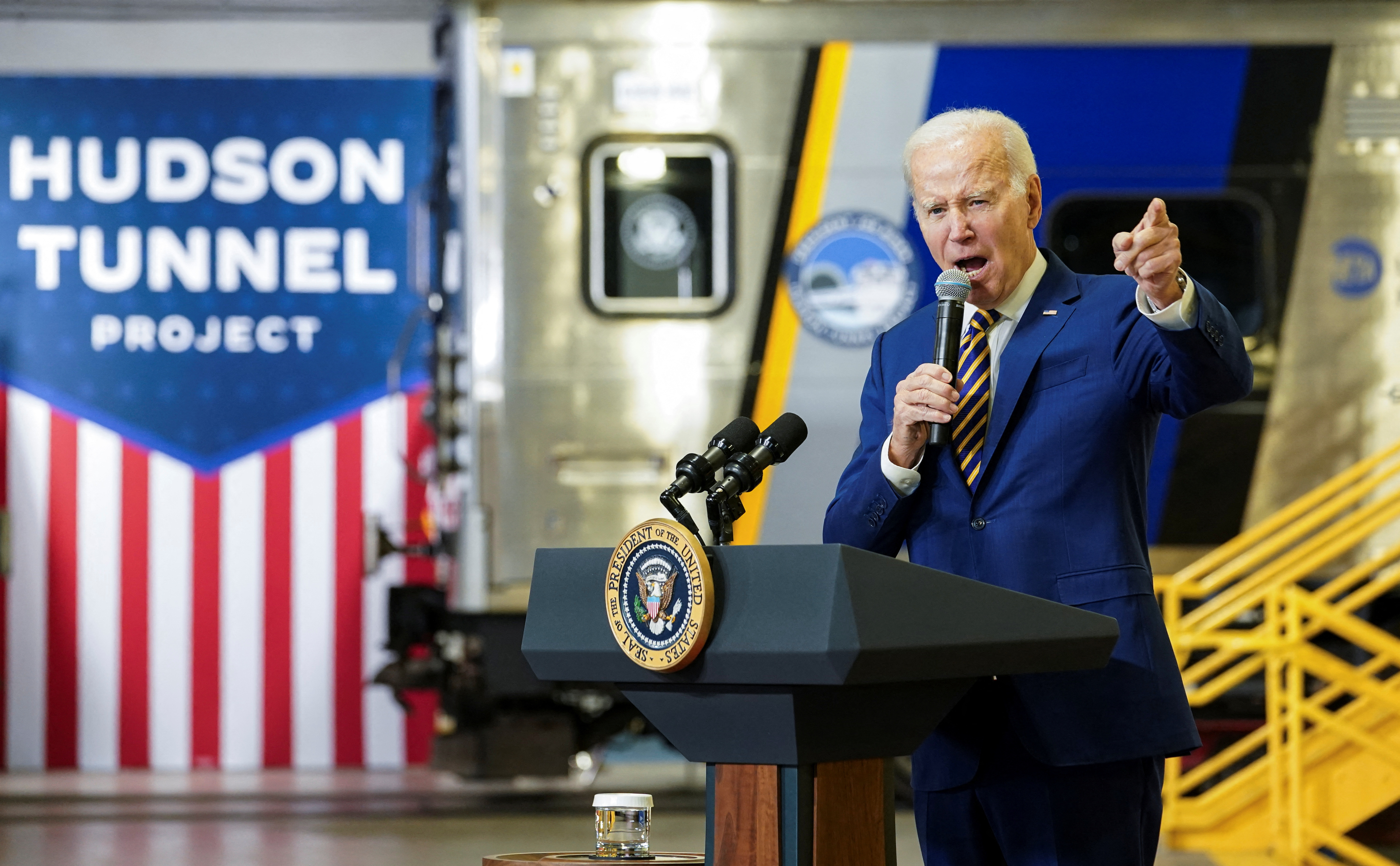U.S. President Biden touts infrastructure spending on the Hudson River Tunnel project in New York City
