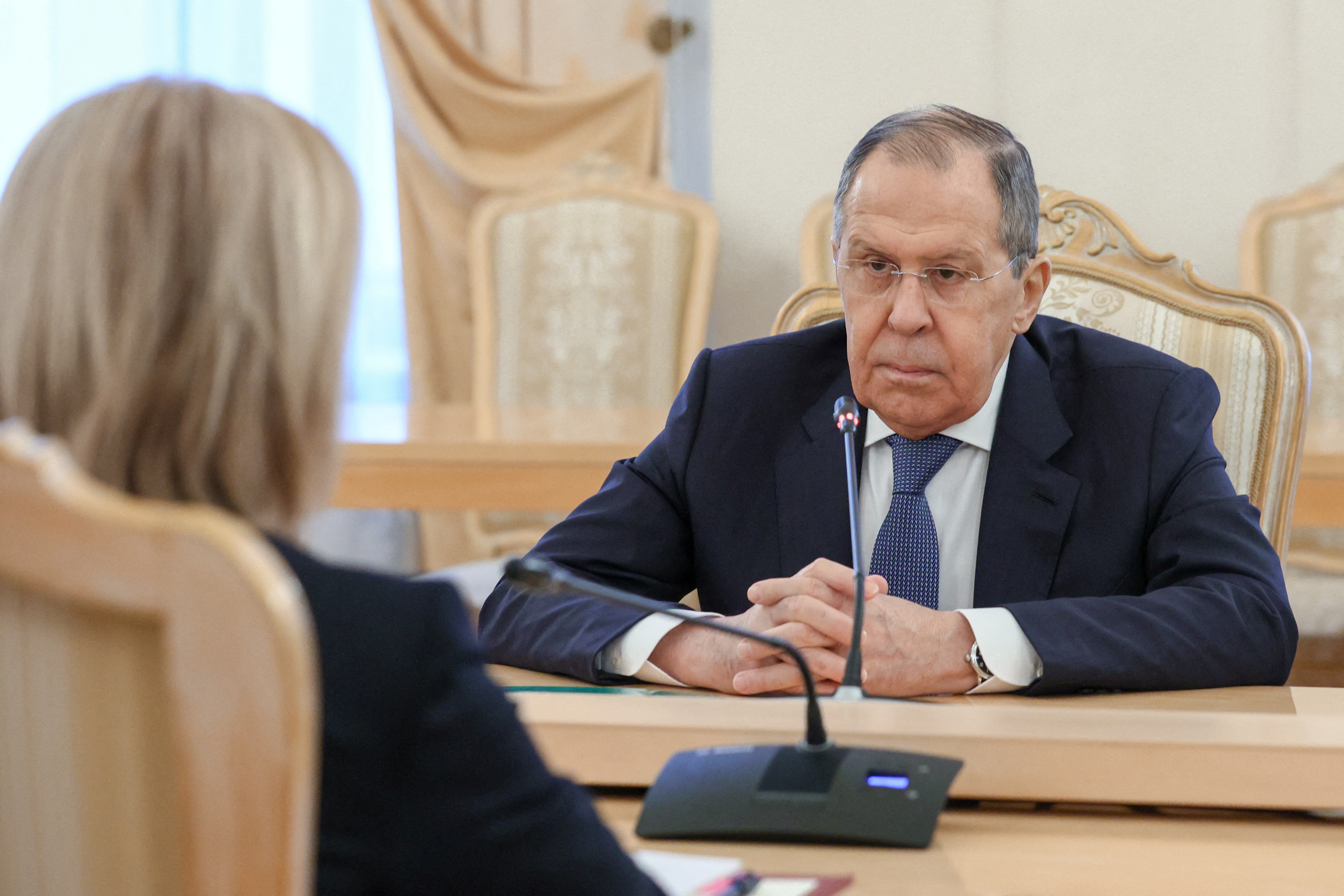 Russian Foreign Minister Sergei Lavrov meets with British Foreign Secretary Liz Truss in Moscow