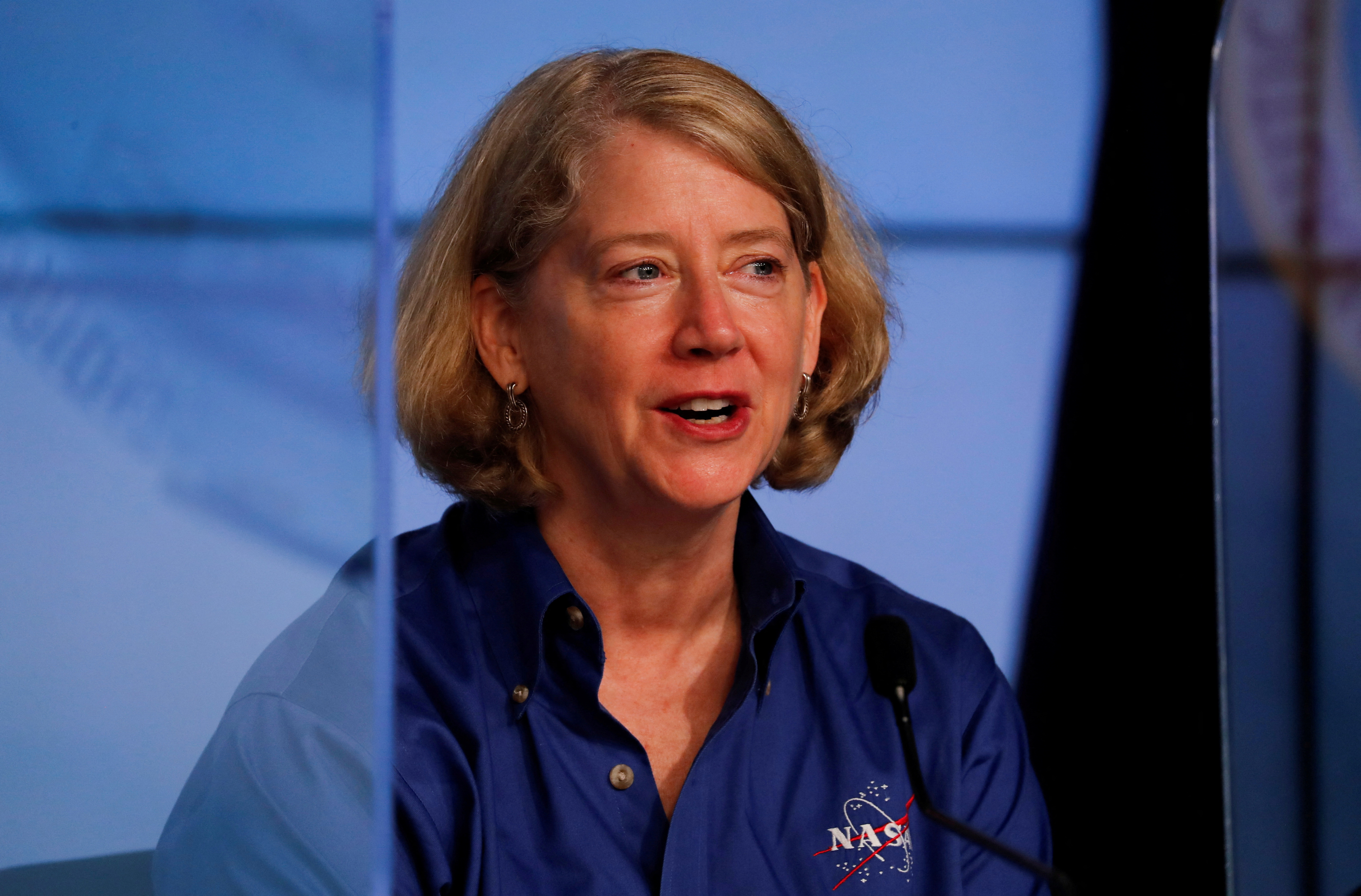 NASA Deputy Administrator Pam Melroy speaks prior to the launch of an Atlas V rocket carrying Boeing's CST-100 Starliner capsule