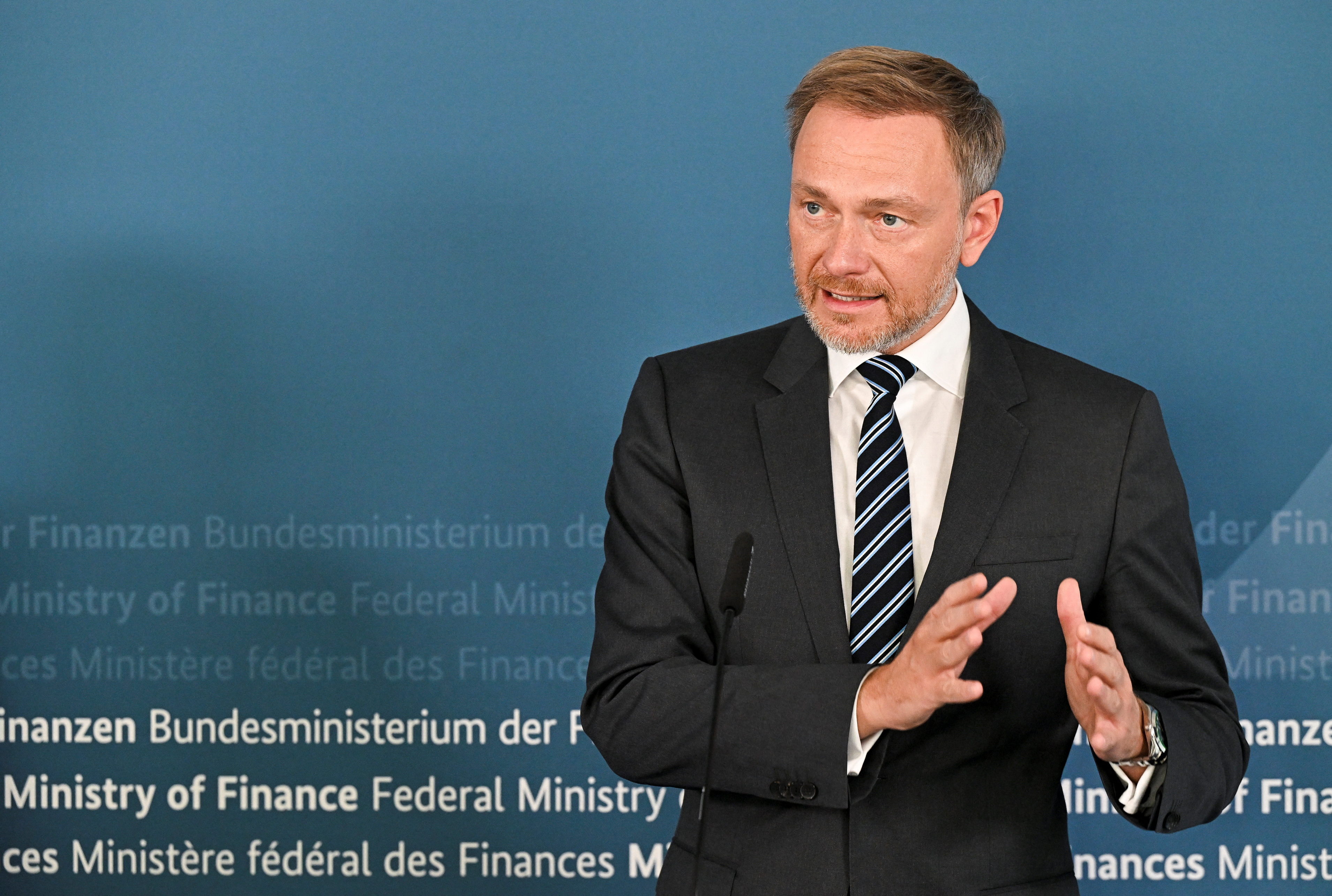 German Finance Minister Lindner holds a news conference in Bonn