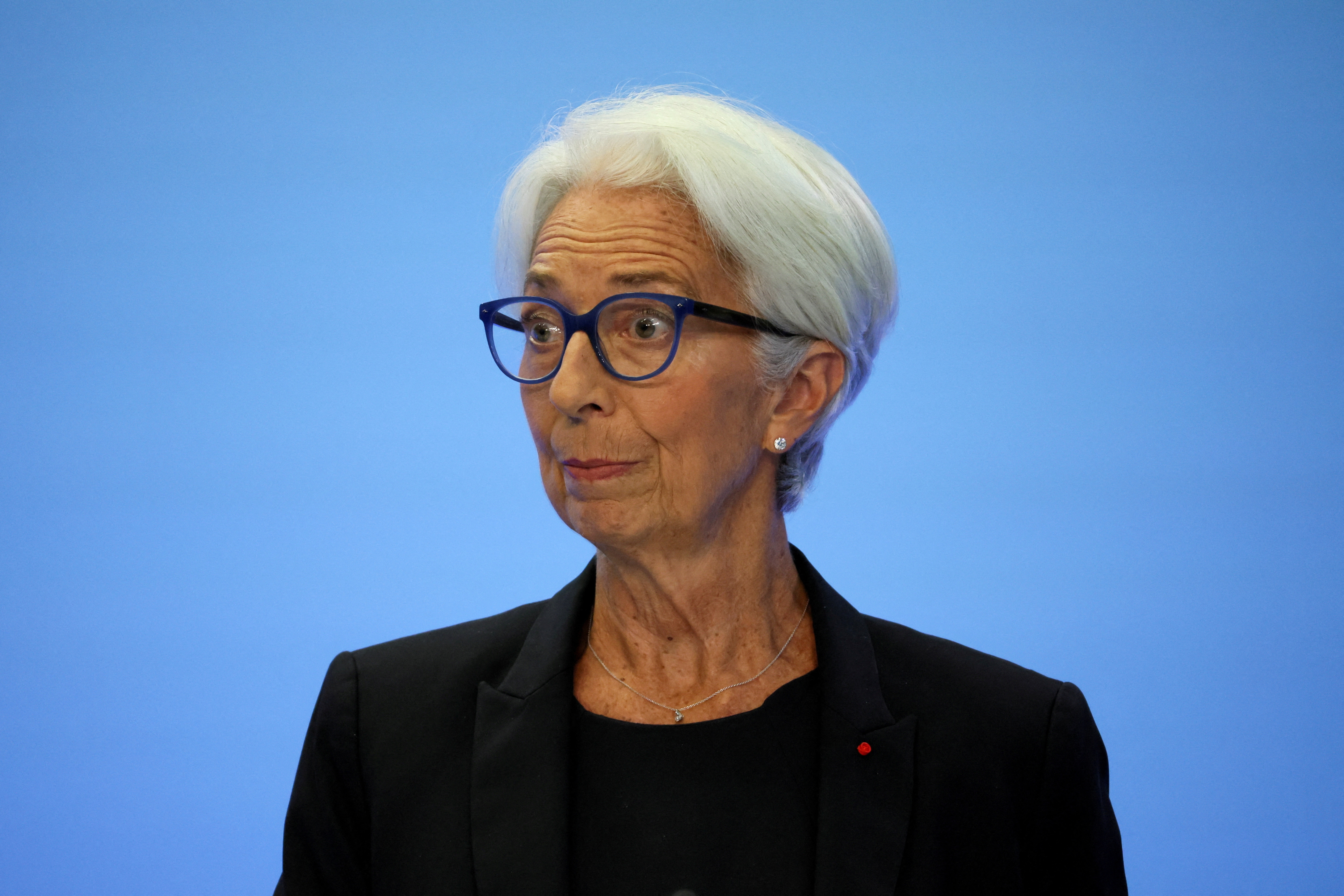 President of ECB Christine Lagarde addresses a news conference in Frankfurt