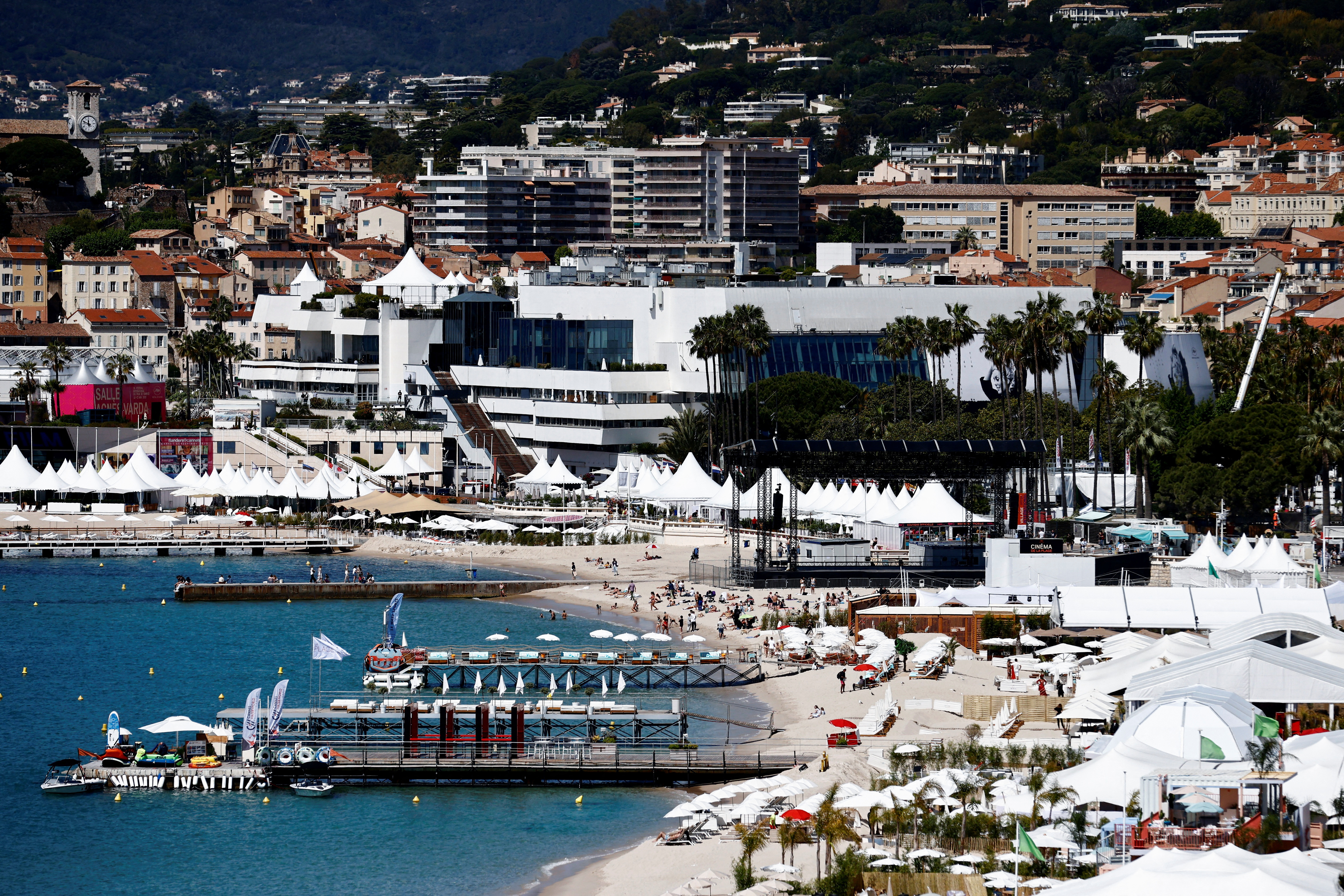 A beach on the Croisette is pictured in Cannes