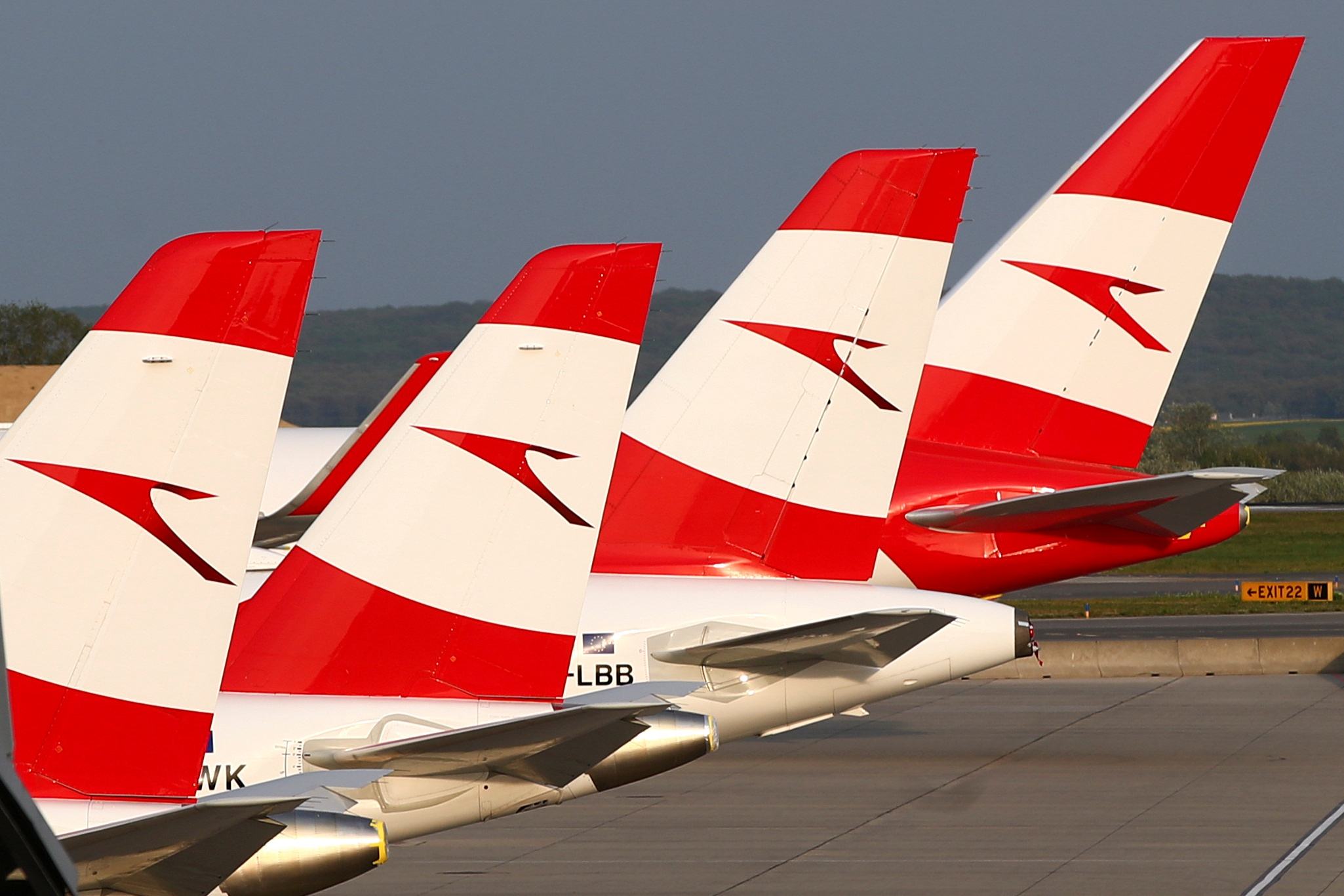 Austrian Airlines planes pictured in Vienna