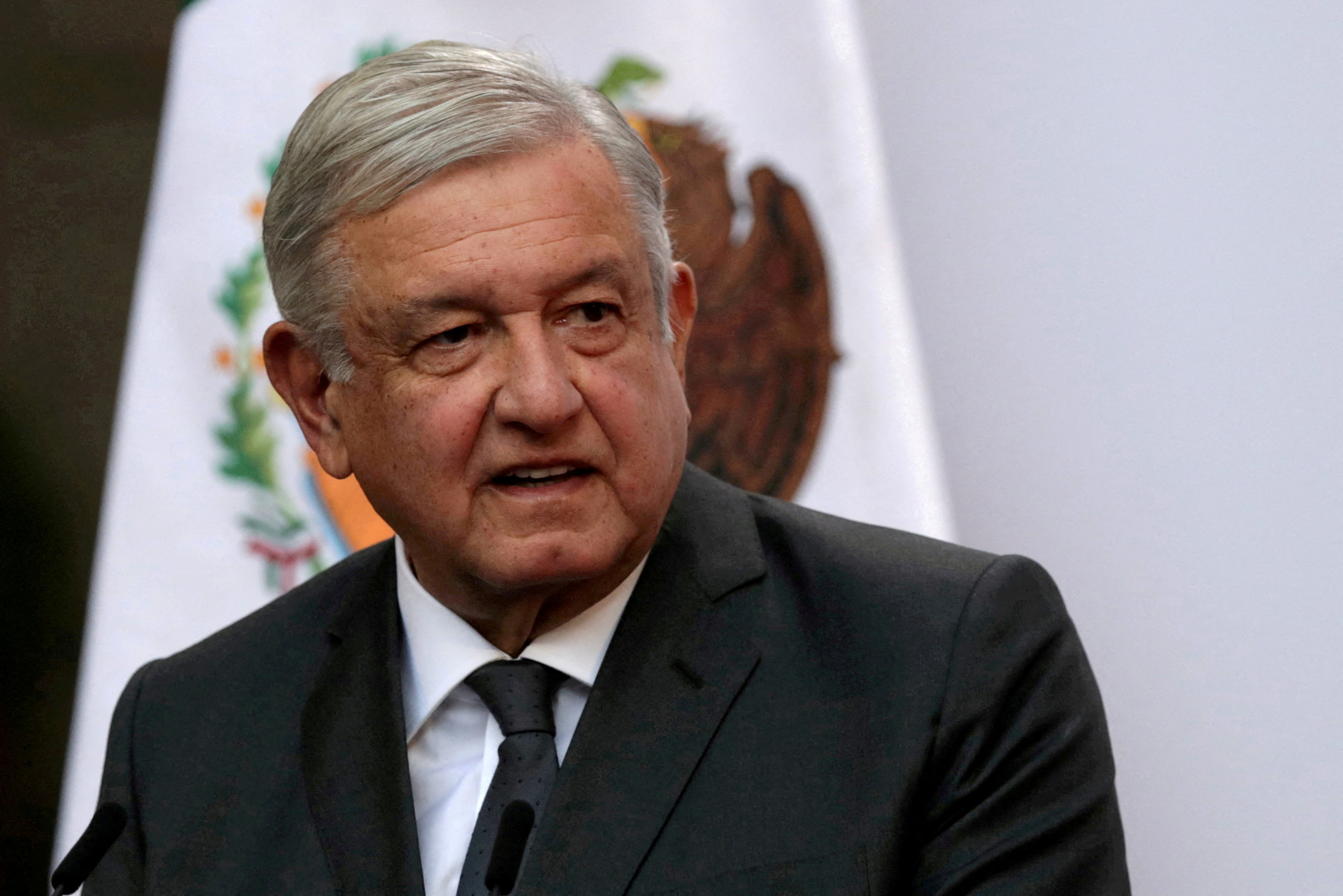 Mexico's President Andres Manuel Lopez Obrador addresses the nation on his second anniversary as the President of Mexico, at the National Palace in Mexico City