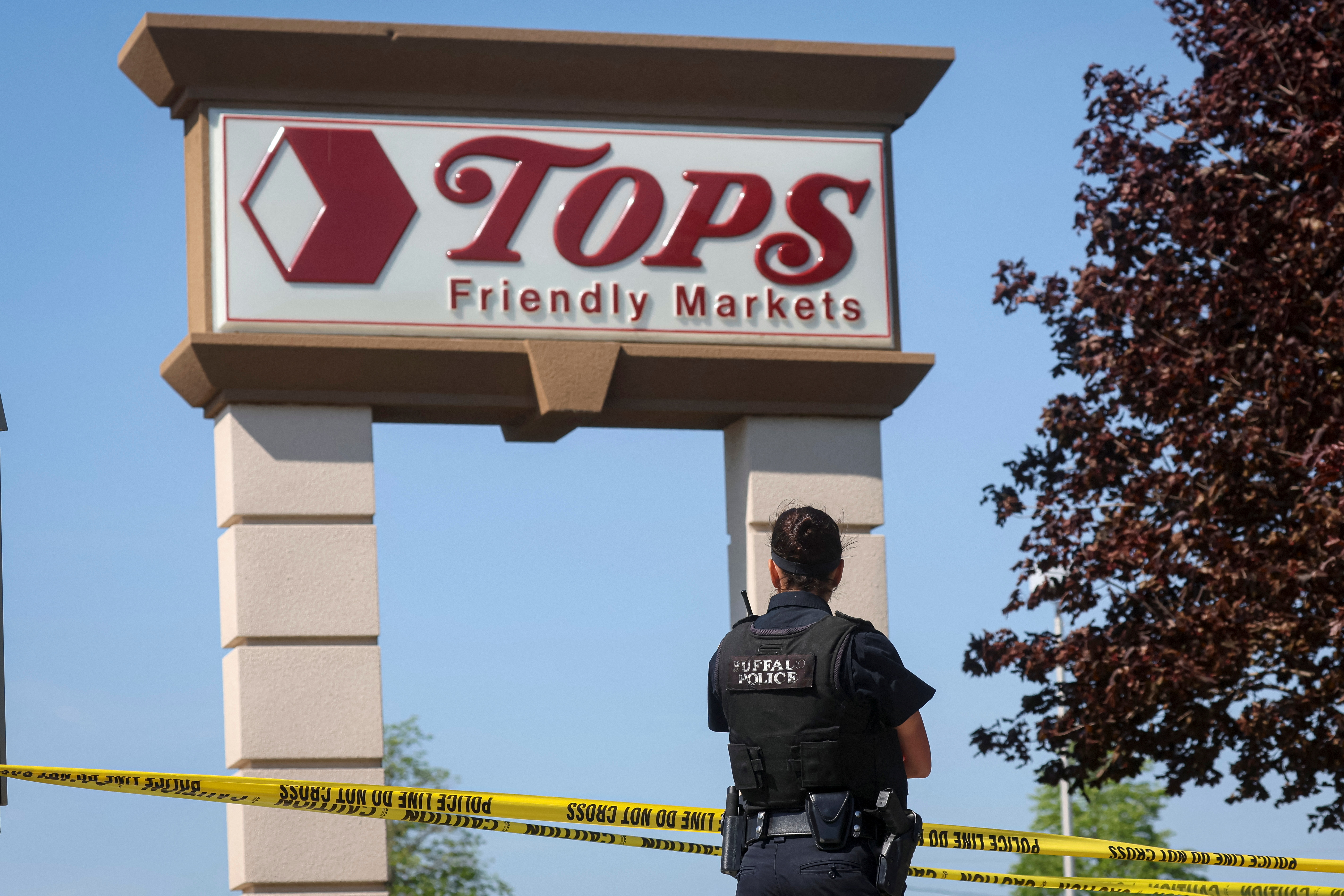 Scene of a shooting at a TOPS supermarket in Buffalo, New York