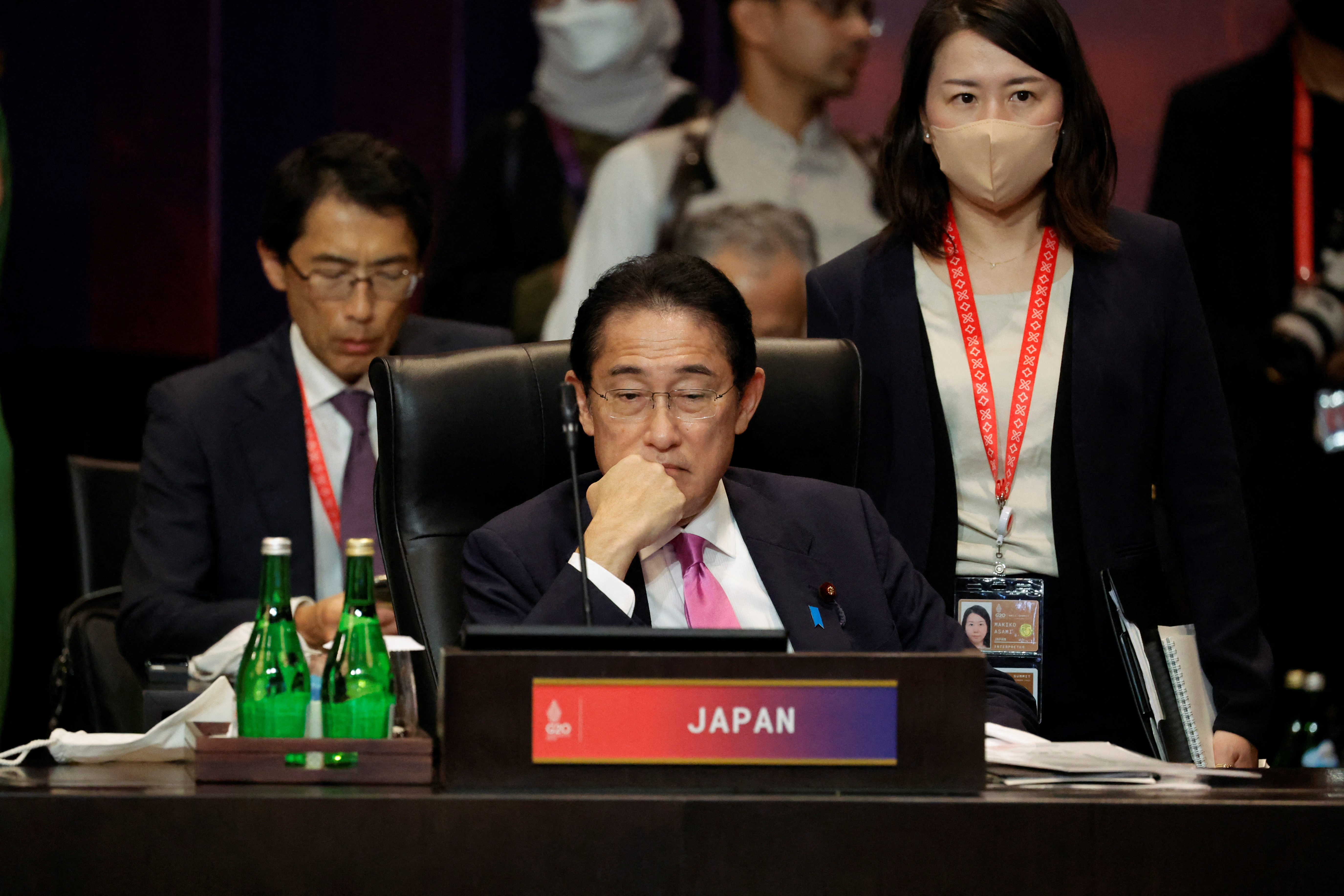 Japan's Prime Minister Fumio Kishida attends a session during the G20 ...