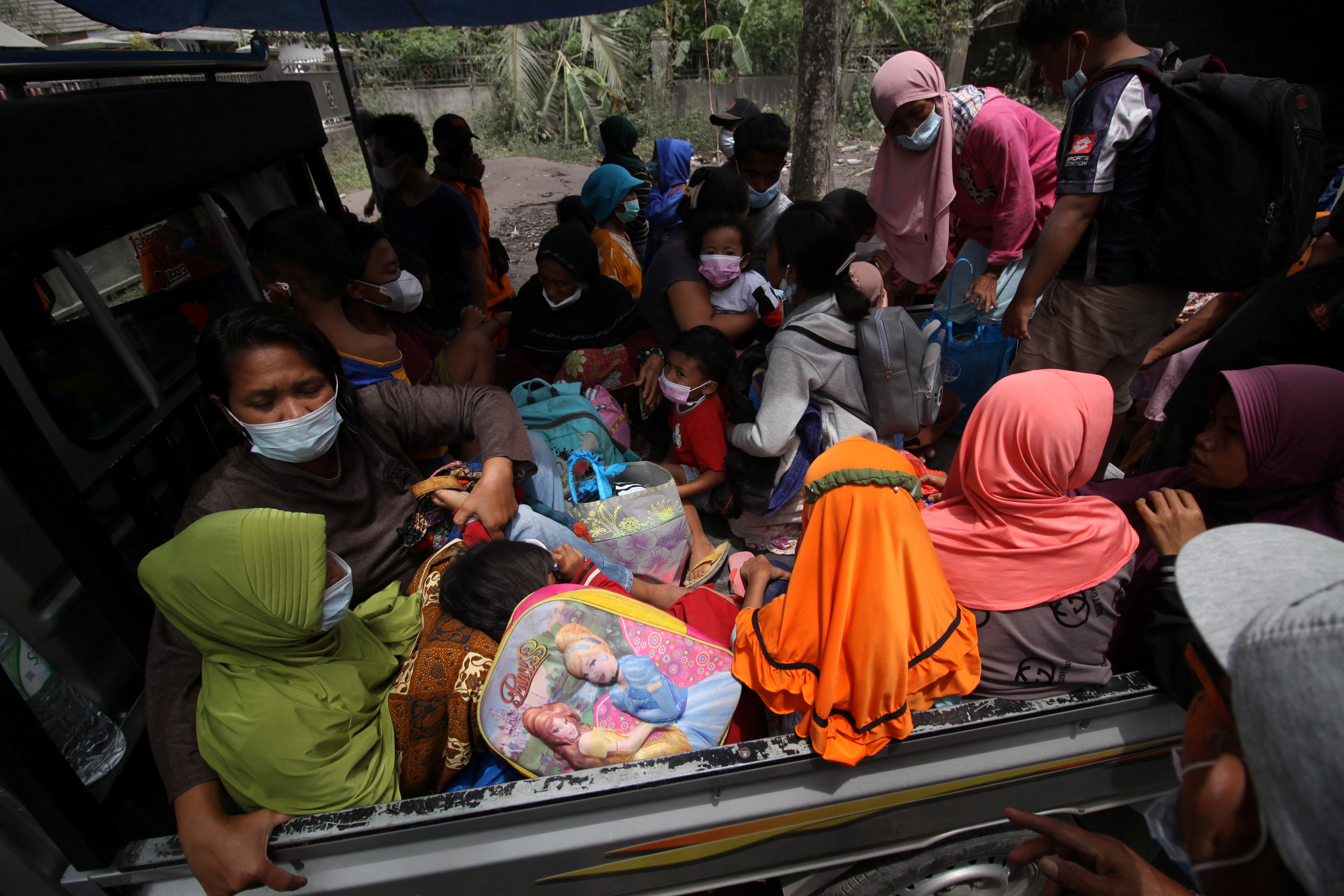 Evacuation efforts following the eruption of Mount Semeru volcano in Lumajang