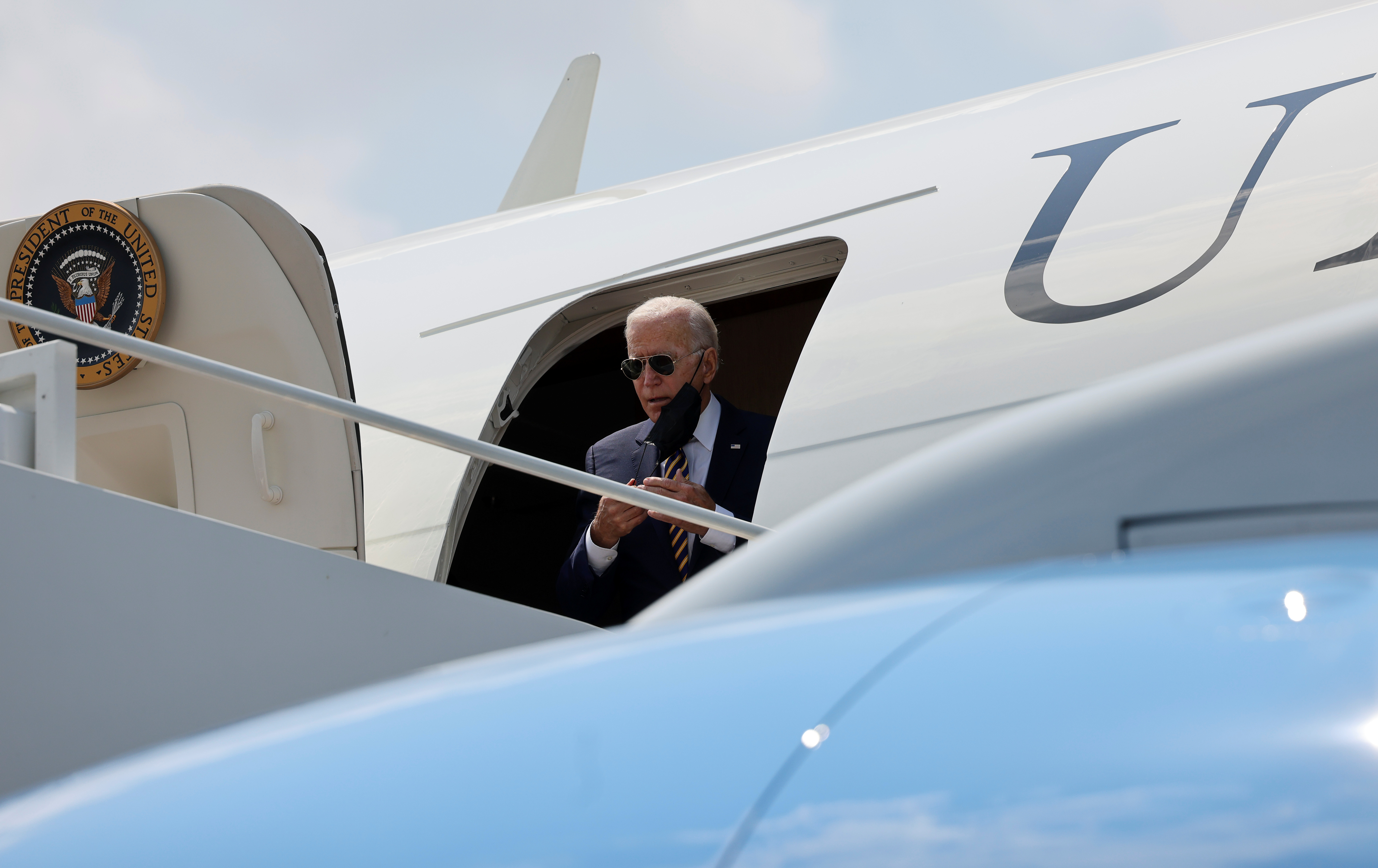 U.S. President Biden arrives at Lehigh Valley International Airport in Allentown, Pennsylvania